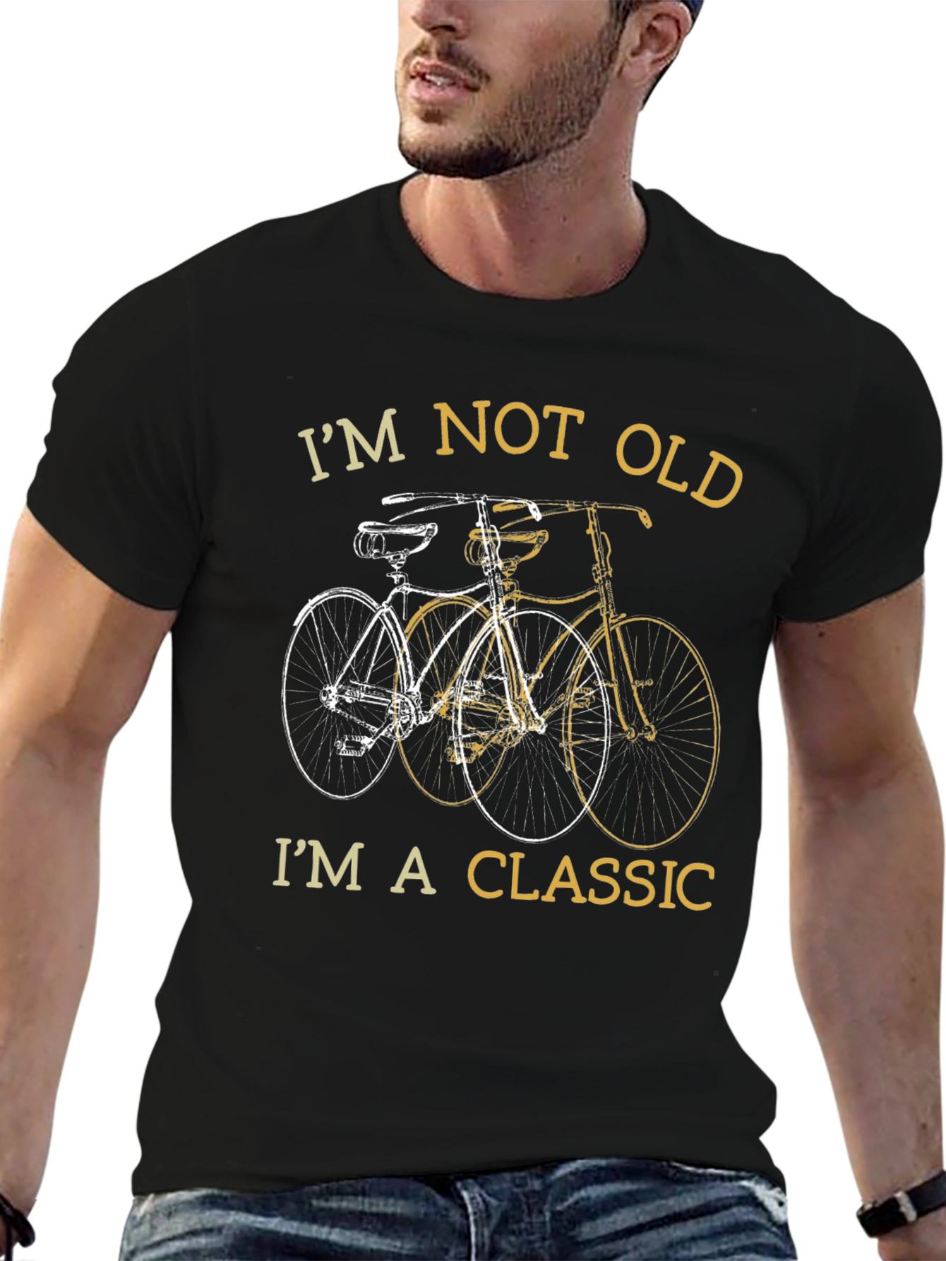 Black Classic Bicycle T-Shirt - "I'm Not Old, I'm A Classic" view 6