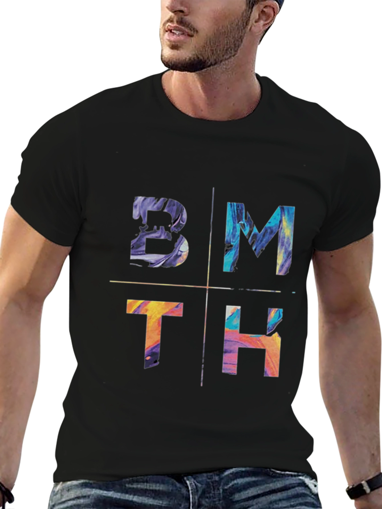 Black BMTH Colorful Graphic Tee view 6