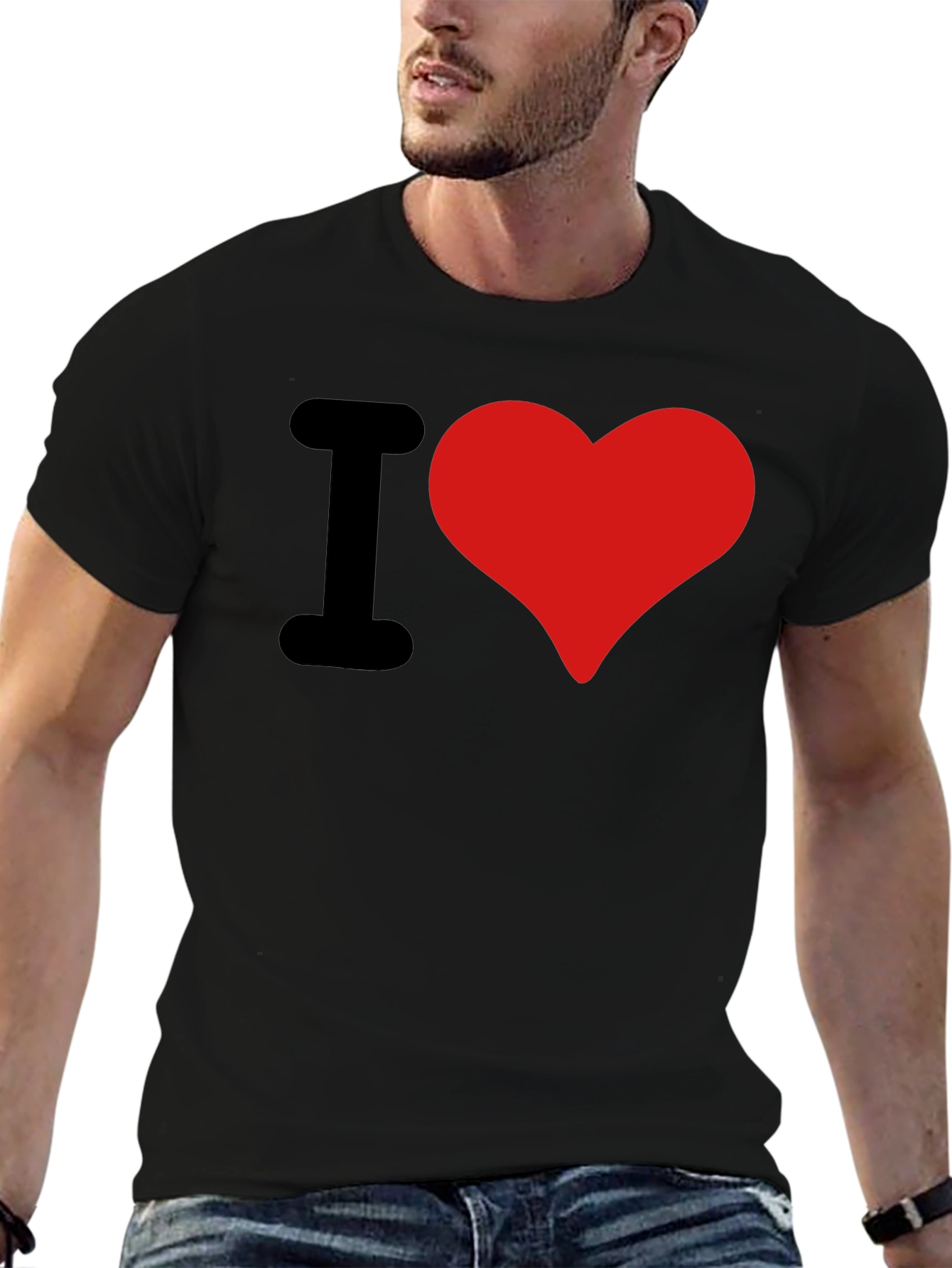 Black I Heart Graphic Tee - Bold Statement T-Shirt view 6