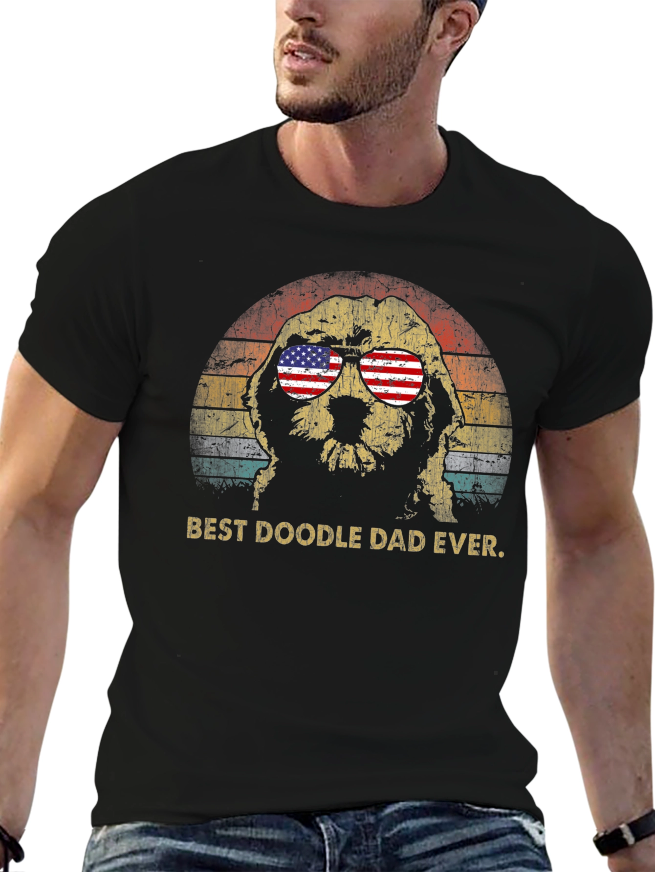 Black Best Doodle Dad Ever T-Shirt view 6
