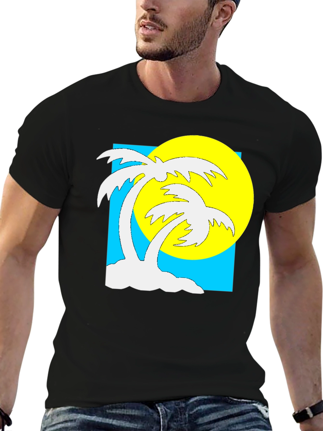Black Tropical Palm Tree Graphic T-Shirt - Summer Vibes view 6