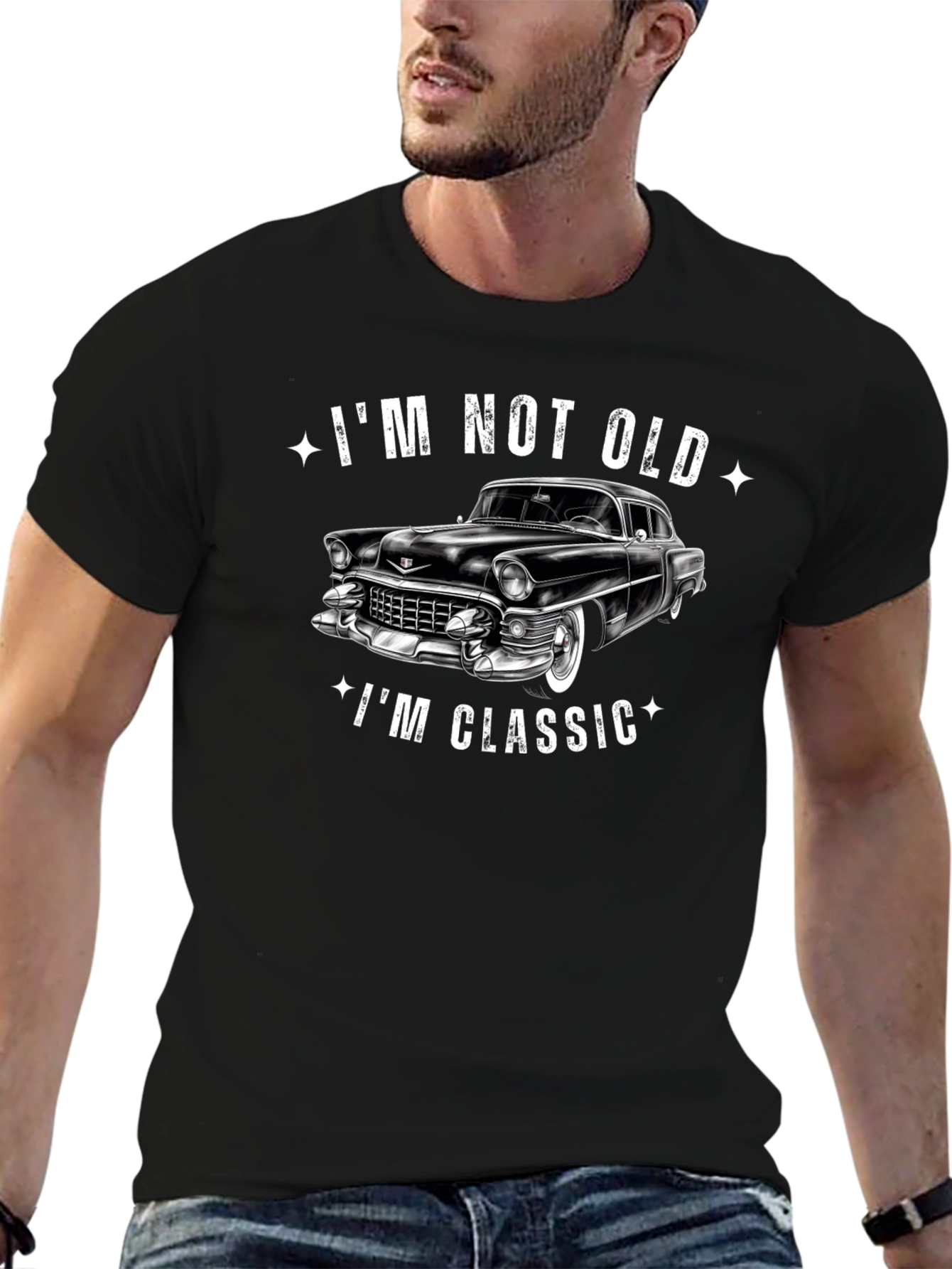 Black I'm Not Old I'm Classic Car Graphic Black T-Shirt view 6