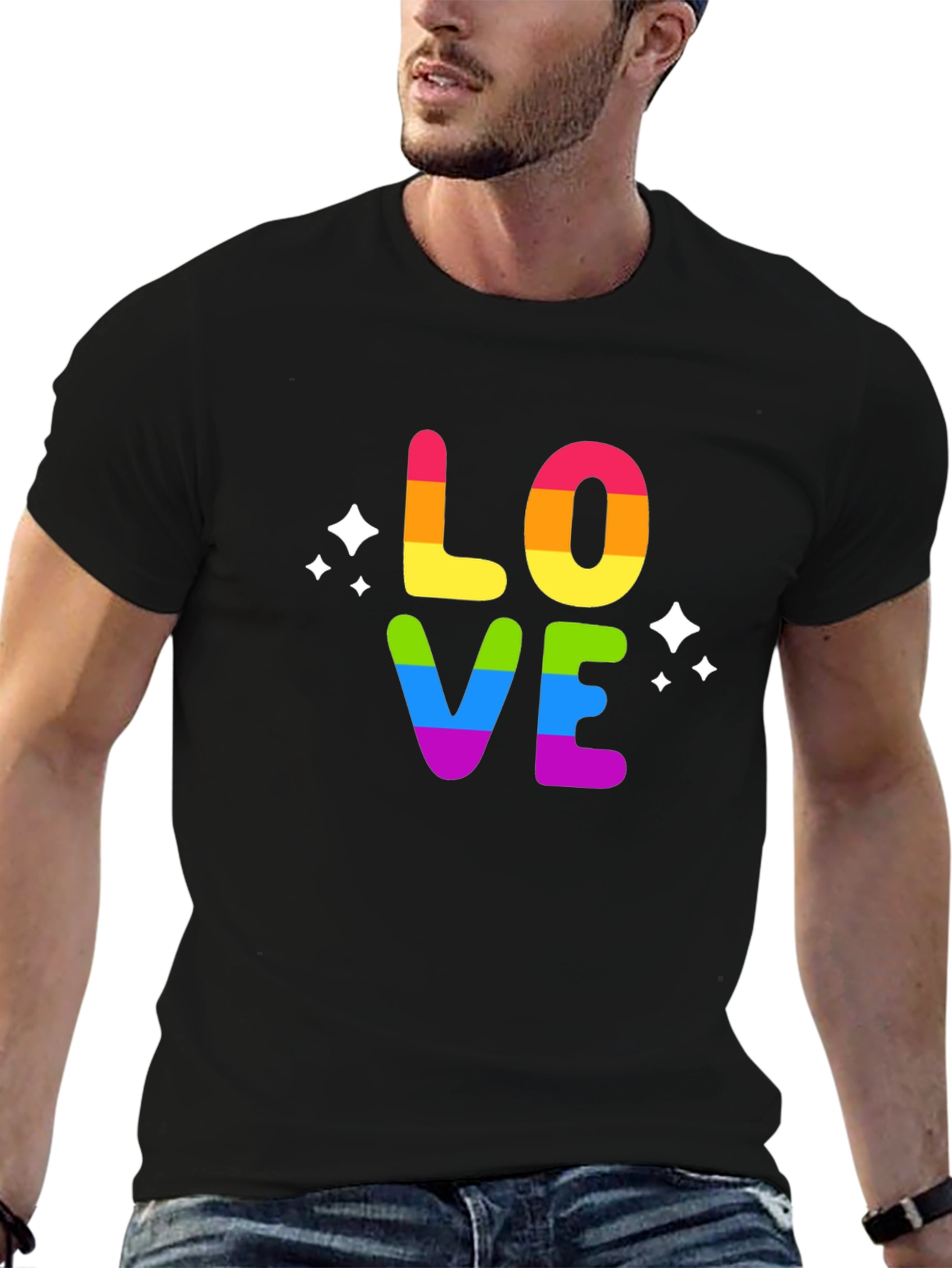 Black Rainbow LOVE Graphic T-Shirt view 6