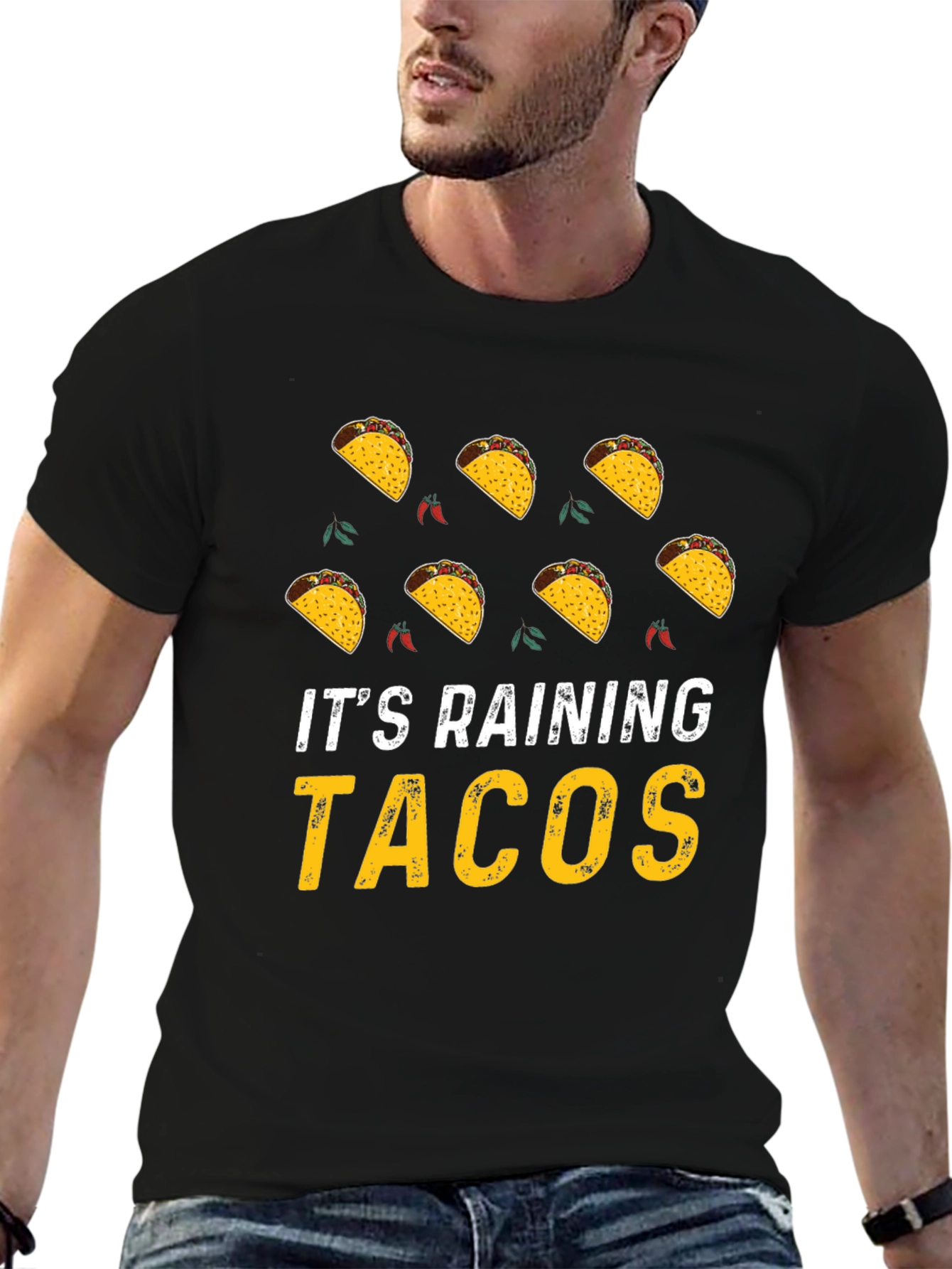 Black It's Raining Tacos Graphic T-Shirt view 6