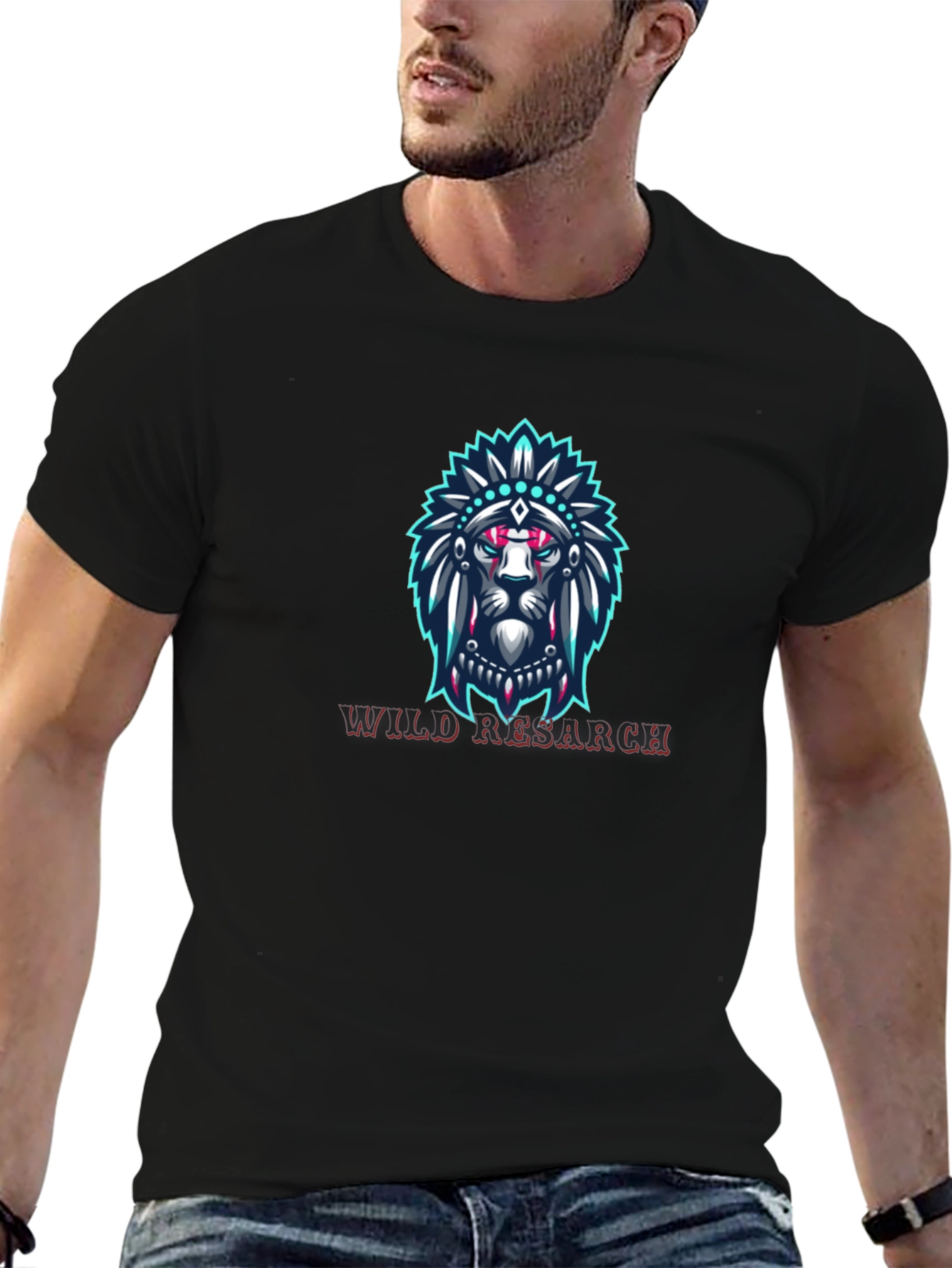 Black Lion Headdress Graphic Tee - Wild Research view 6