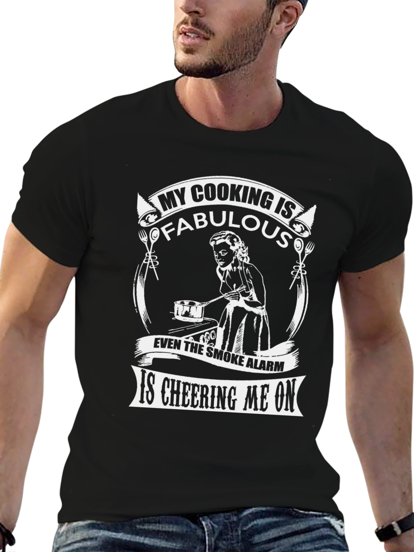 Black Funny Cooking T-Shirt - My Cooking is Fabulous view 6
