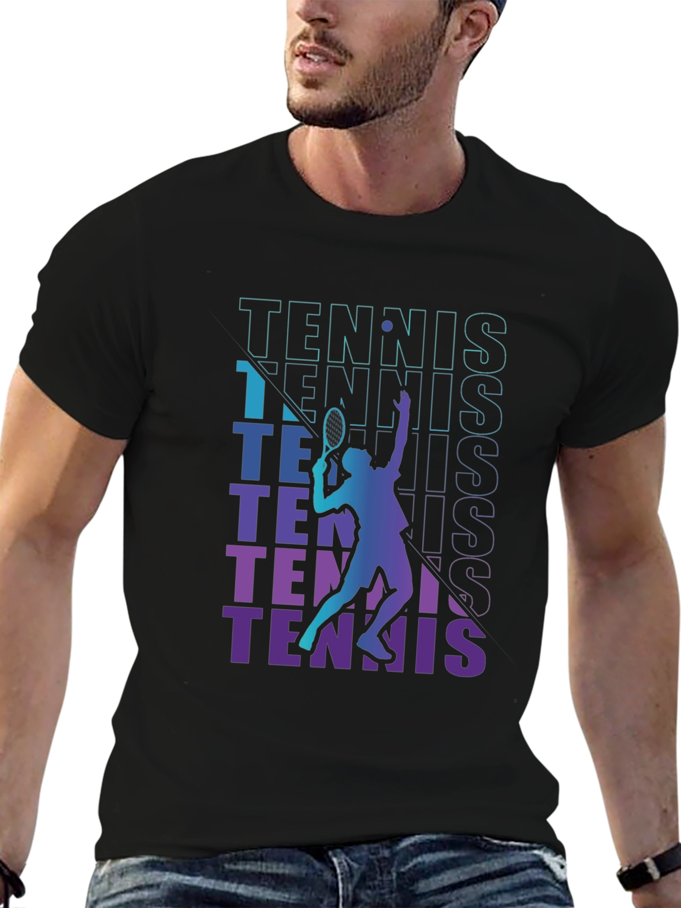 Black Tennis Player Graphic T-Shirt view 6