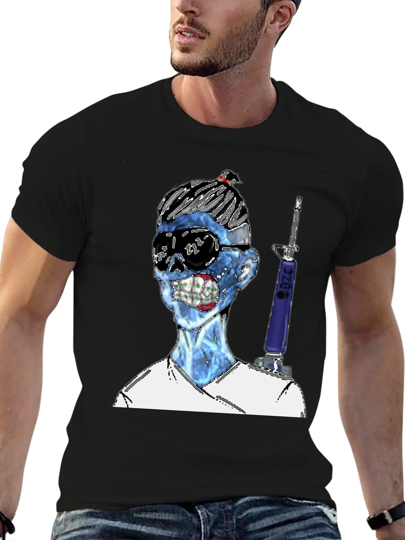 Black Zombie Nurse Graphic T-Shirt - Unique Design view 6
