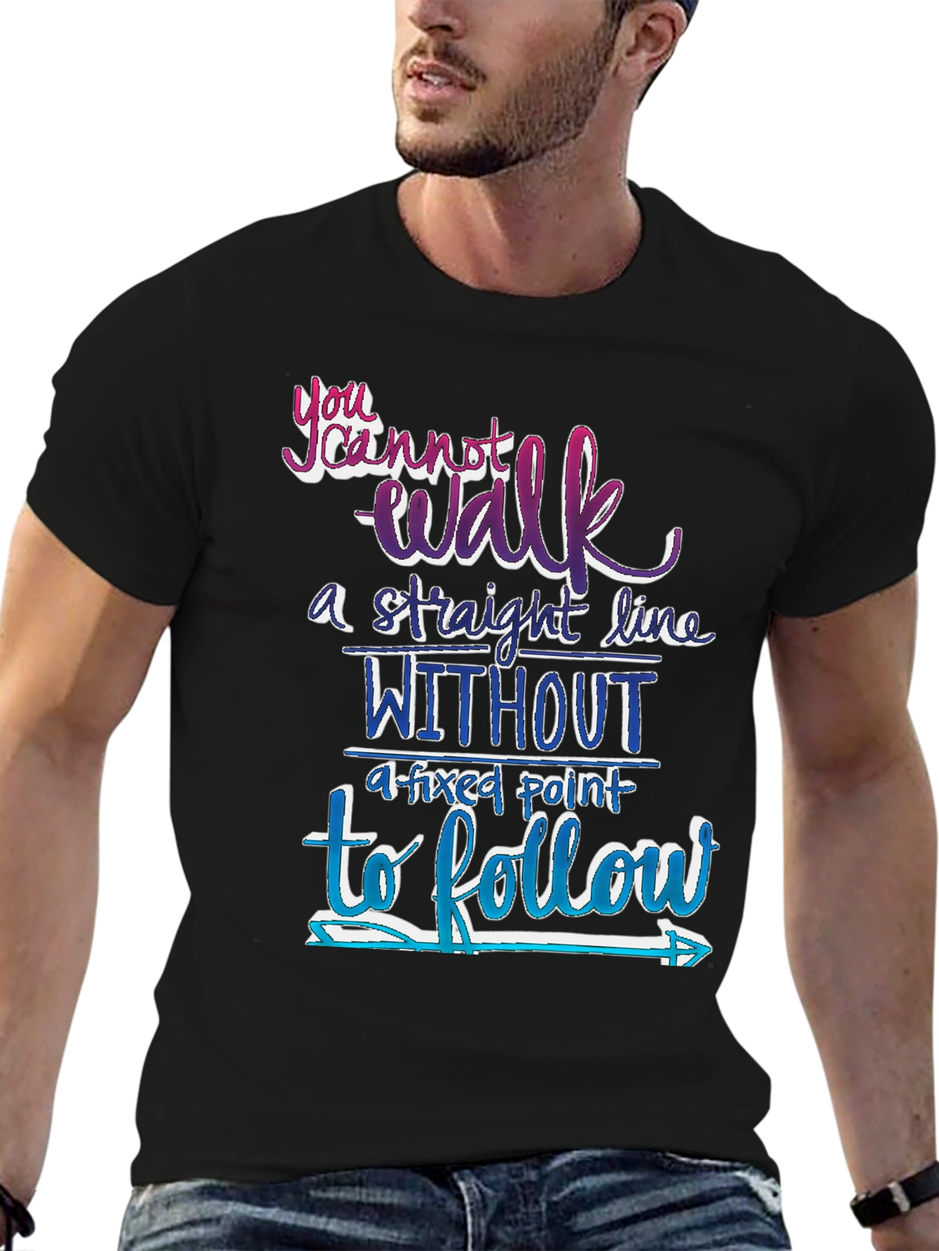 Black Motivational Graphic T-Shirt: Follow Your Path view 6