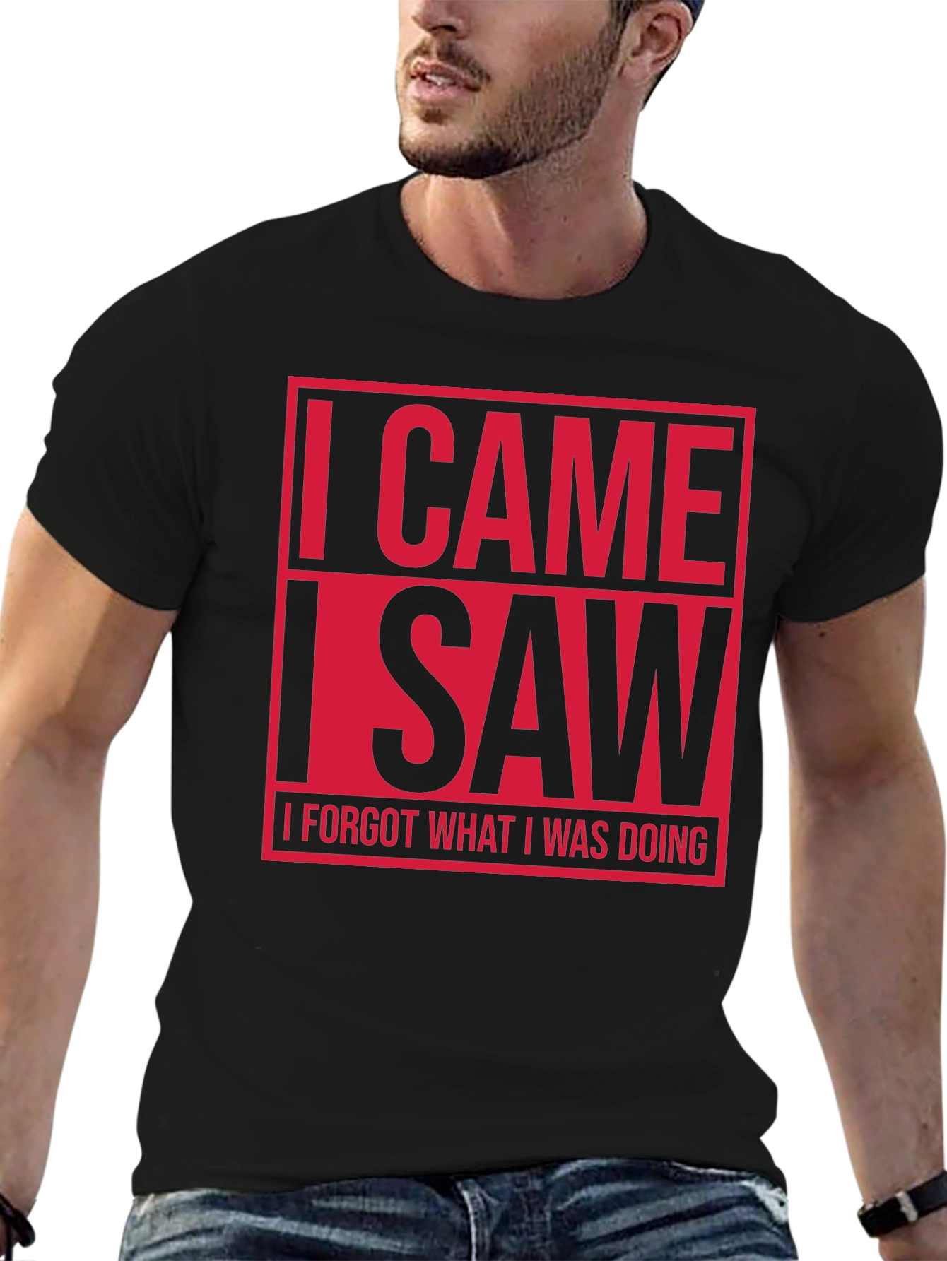 Black Funny I Came I Saw T-Shirt view 6