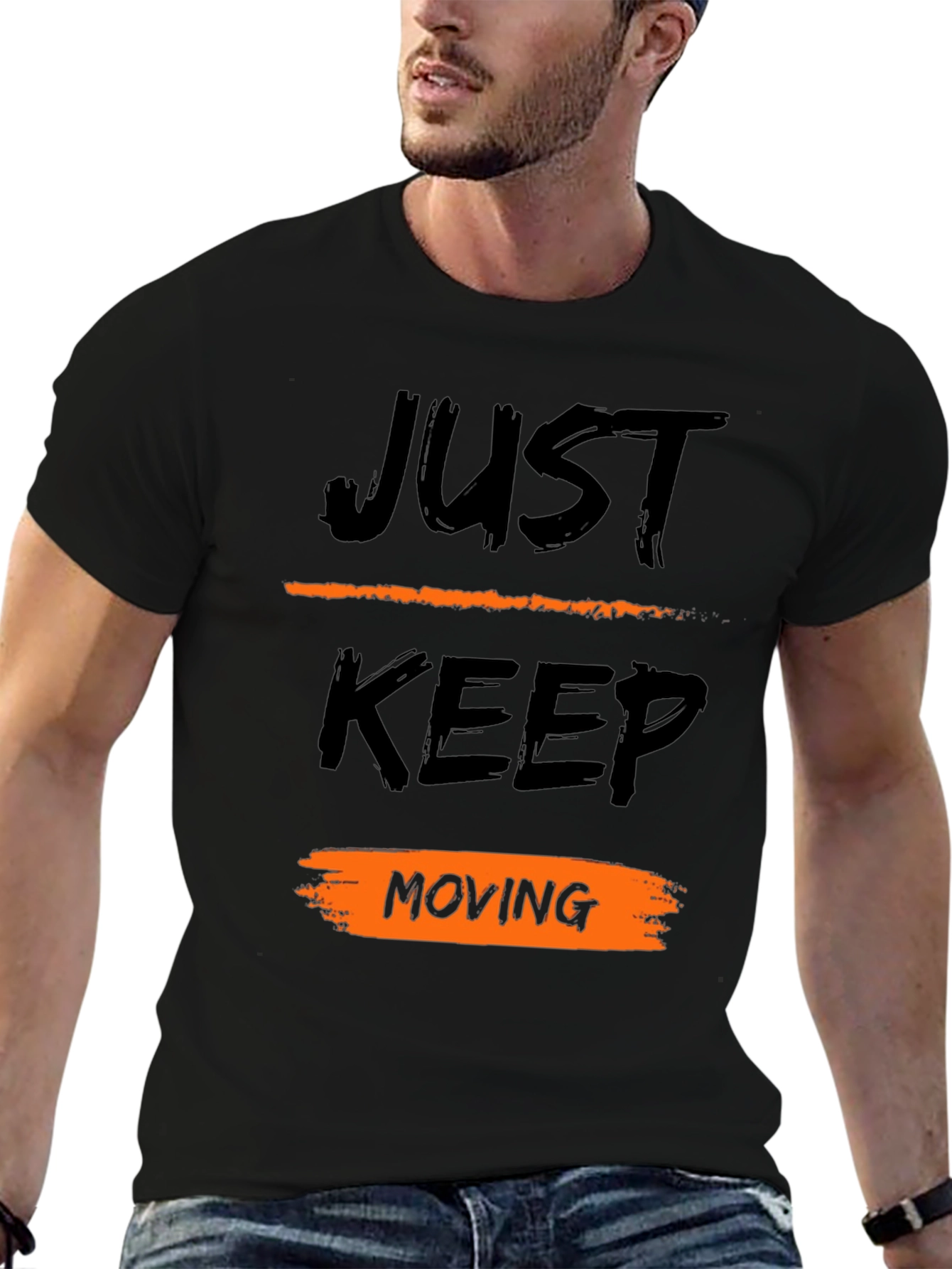 Black Just Keep Moving Black T-Shirt view 6