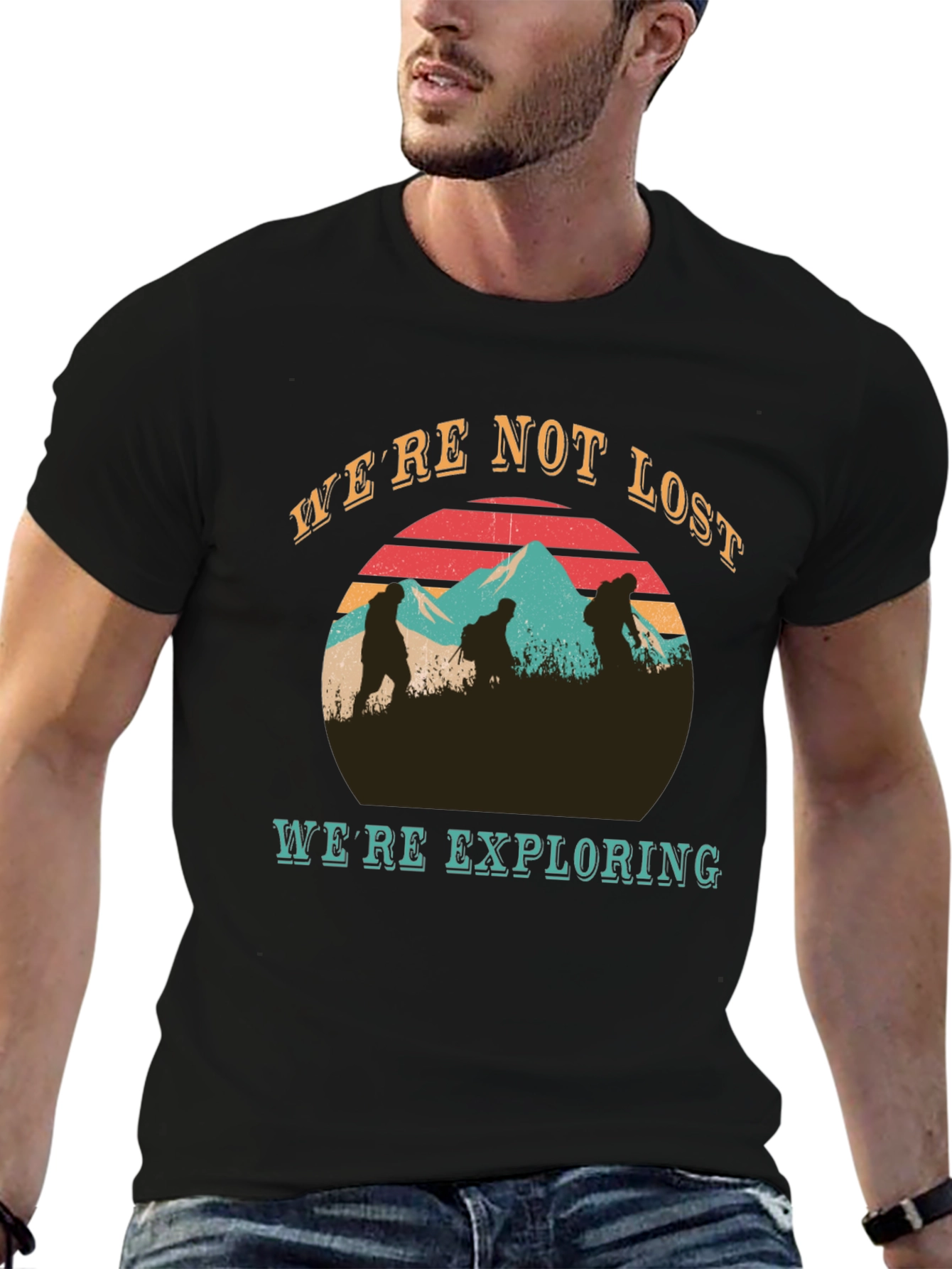 Black We're Not Lost T-Shirt - Hiking Adventure Tee view 6