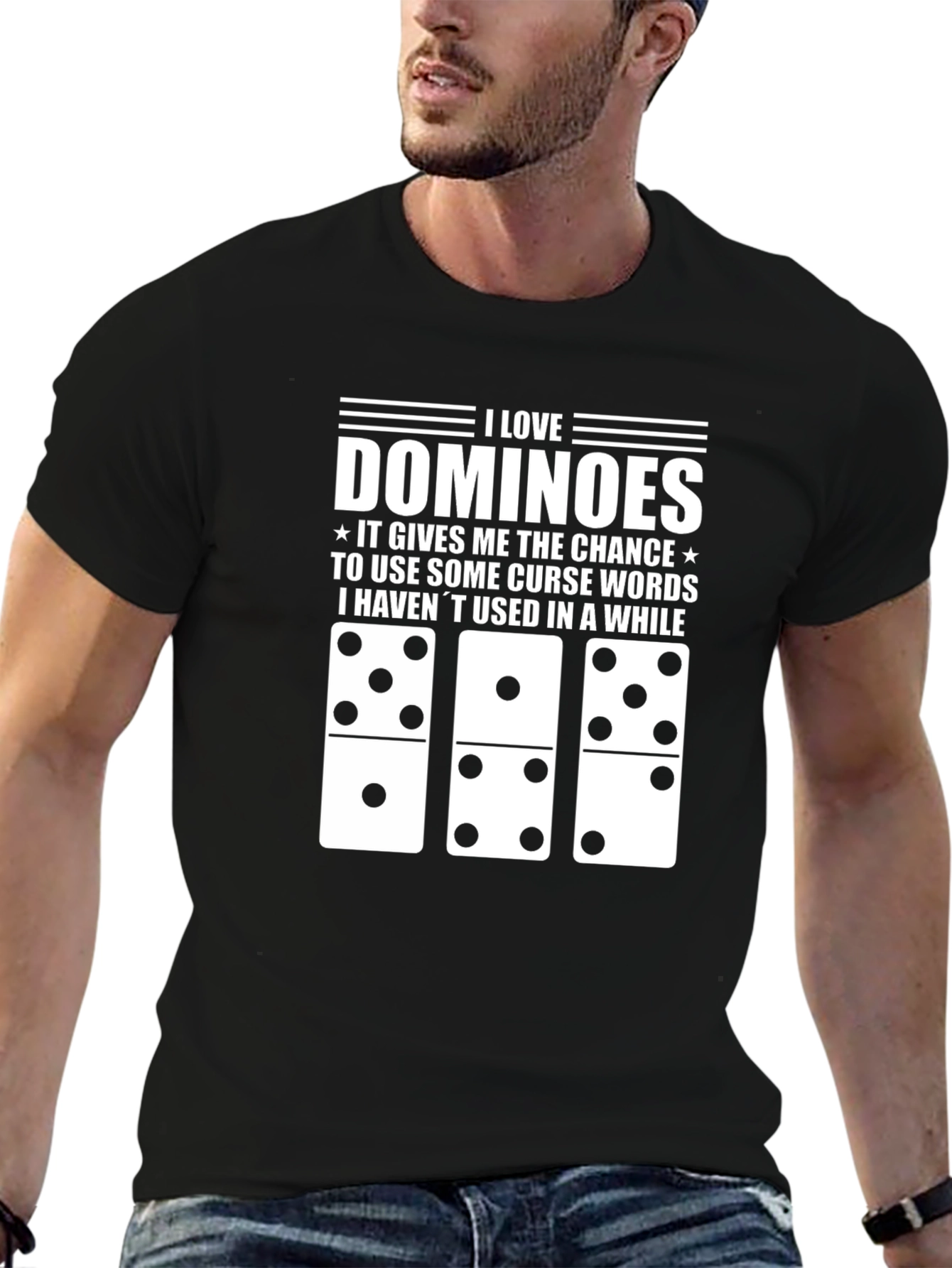 Black I Love Dominoes Black T-Shirt Funny Curse Word Tee view 6