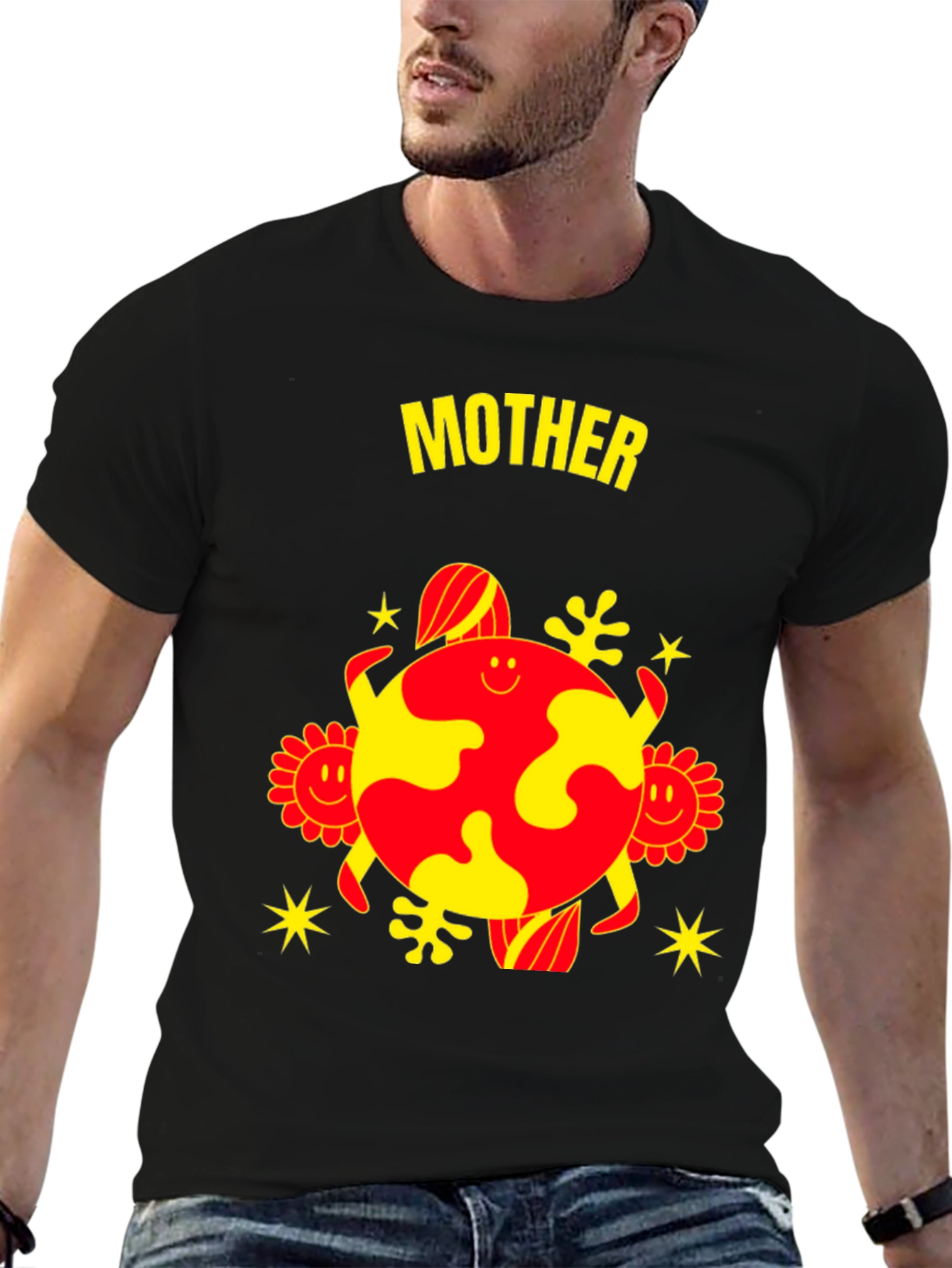 Black Mother Earth Graphic Tee - Black Cotton Blend view 6