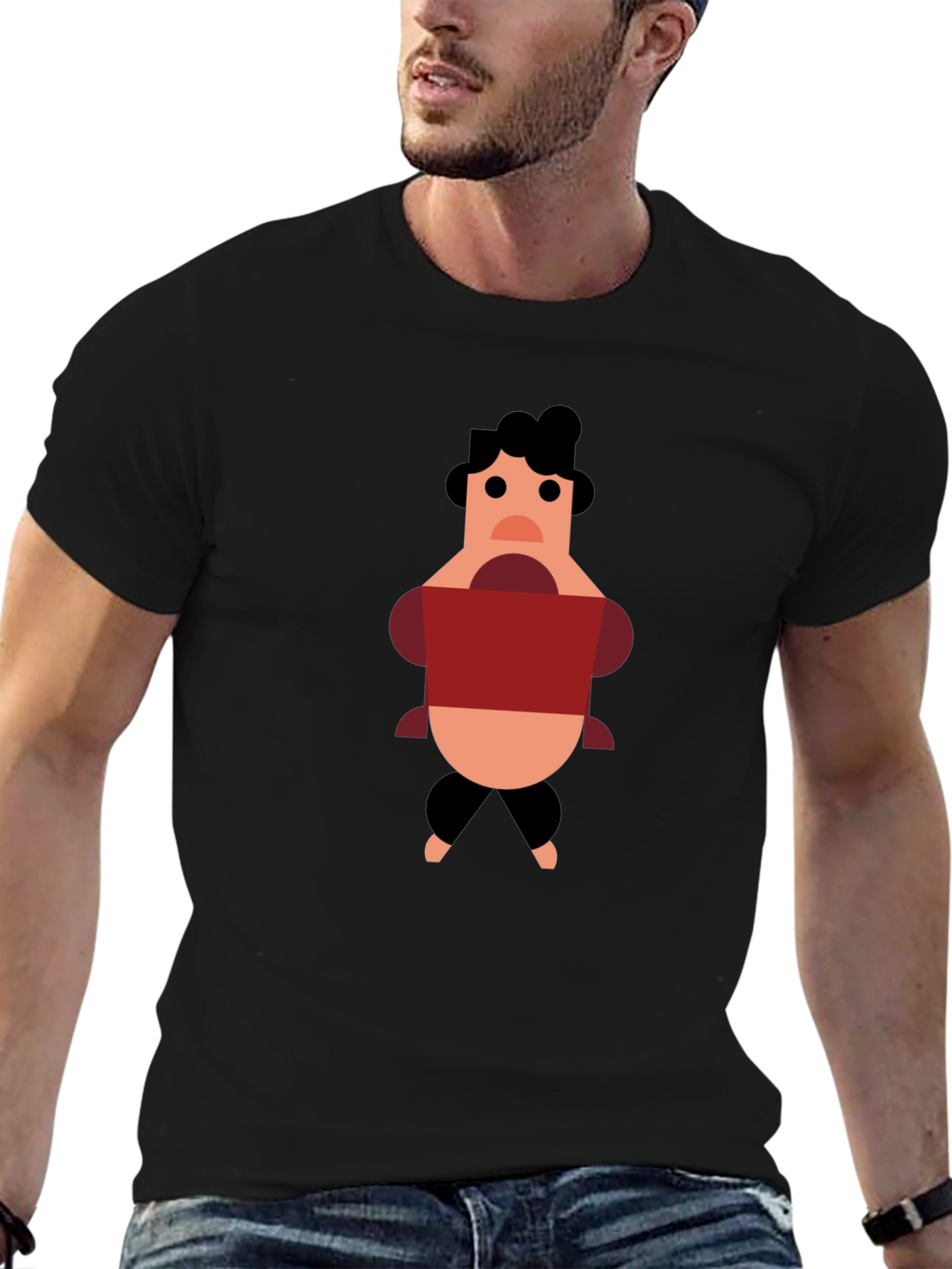 Black Cartoon Person Black T-Shirt view 6