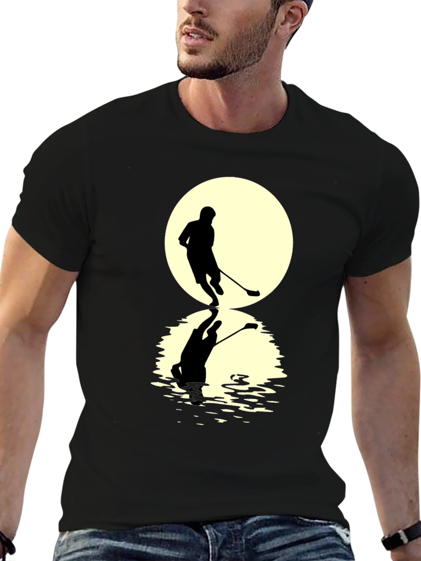 Black Hockey Player Graphic T-Shirt view 6