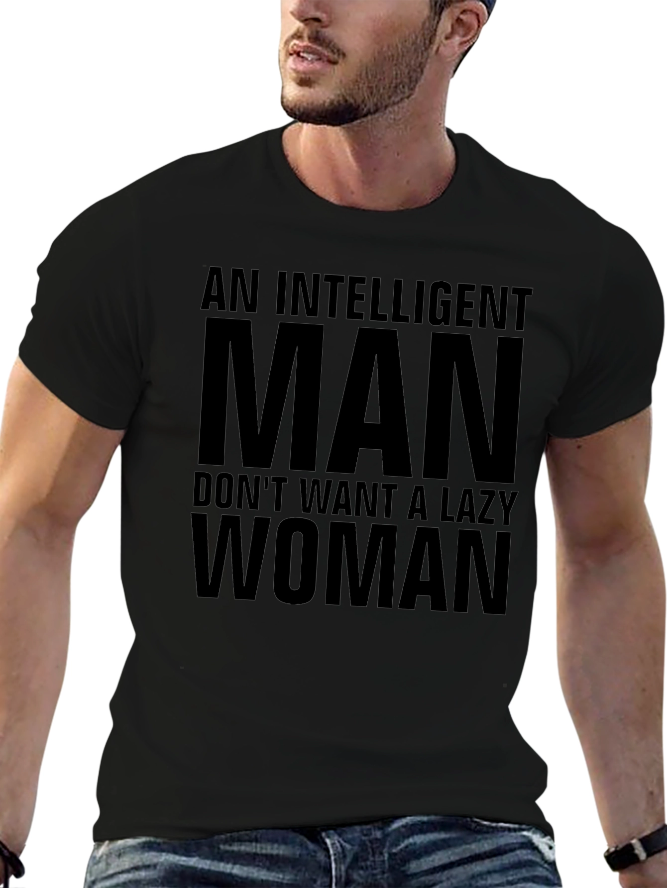 Black Intelligent Man T-Shirt: Funny Slogan Tee view 6