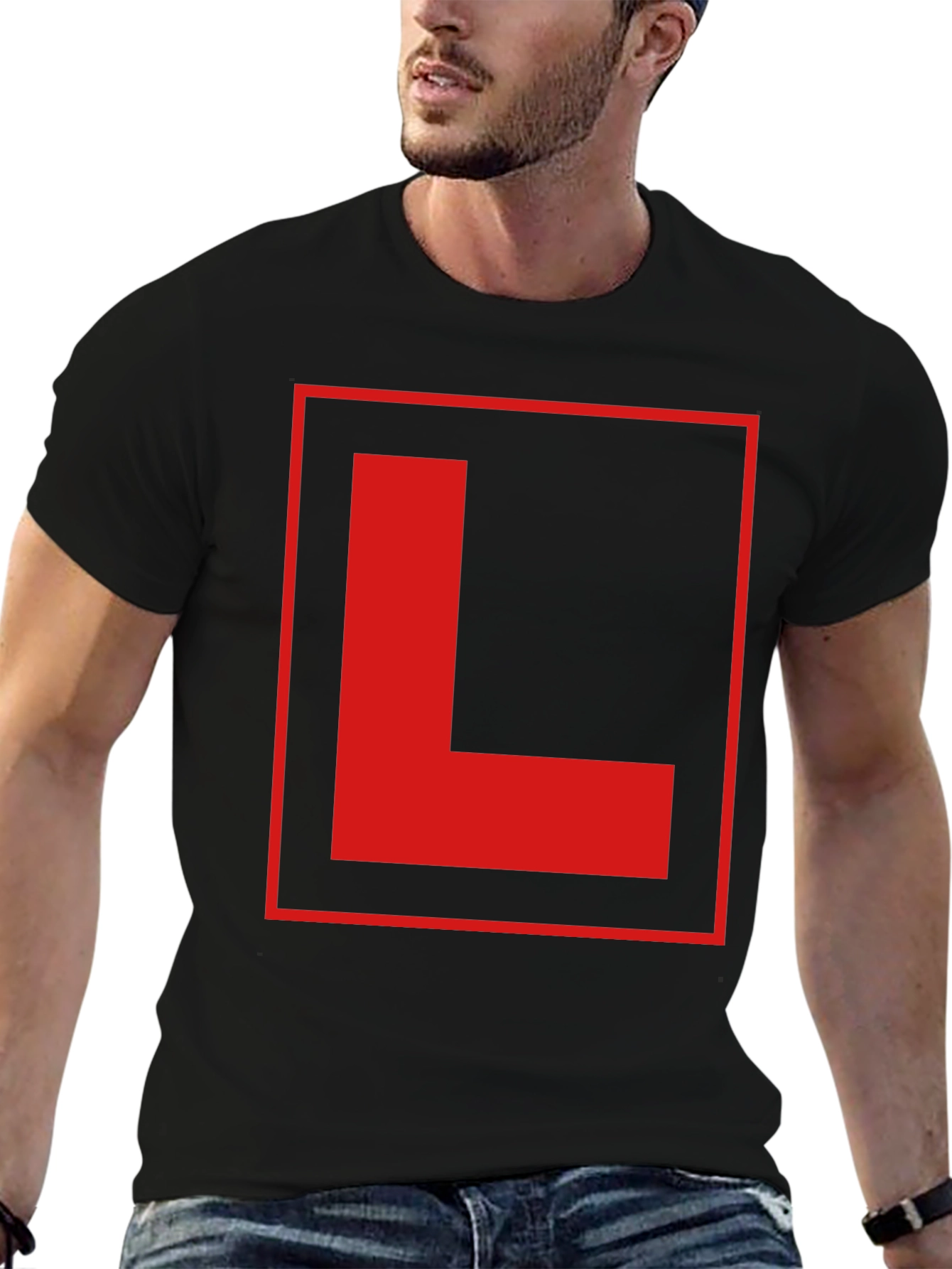 Black Red L Plate Graphic Black T-Shirt view 6