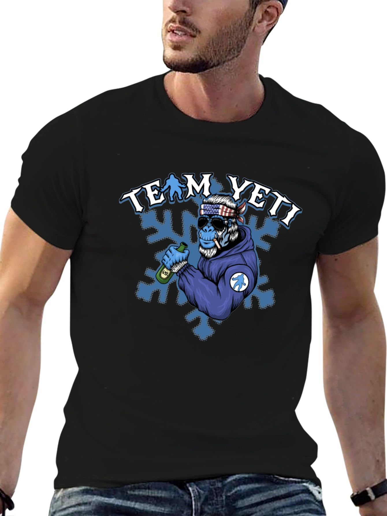 Black Team Yeti Black Graphic Tee view 6