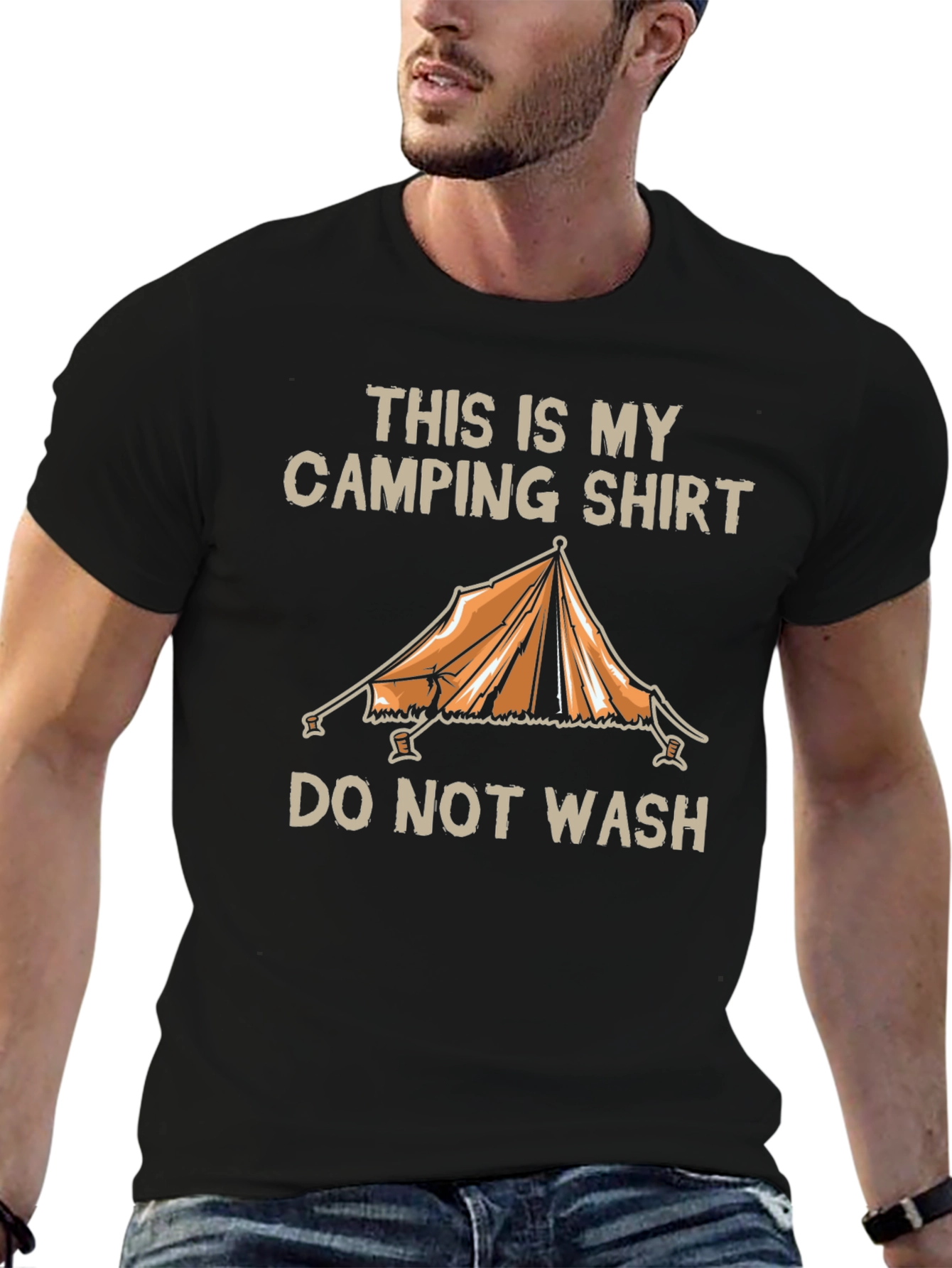 Black Camping Shirt - Funny Tent Design view 6