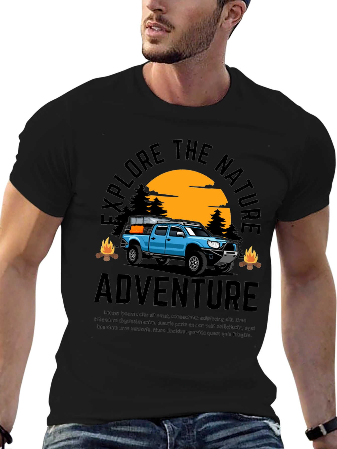 Black Explore Nature Adventure Graphic Tee - Black view 6