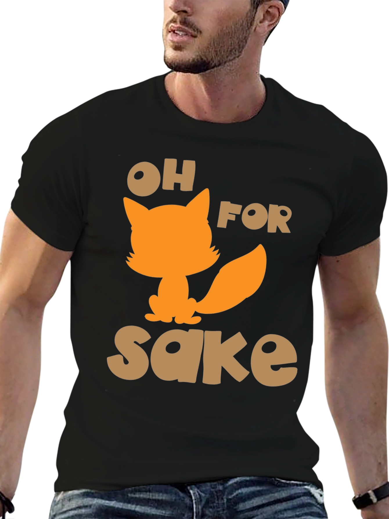 Black Oh For Fox Sake Funny Graphic T-Shirt view 6