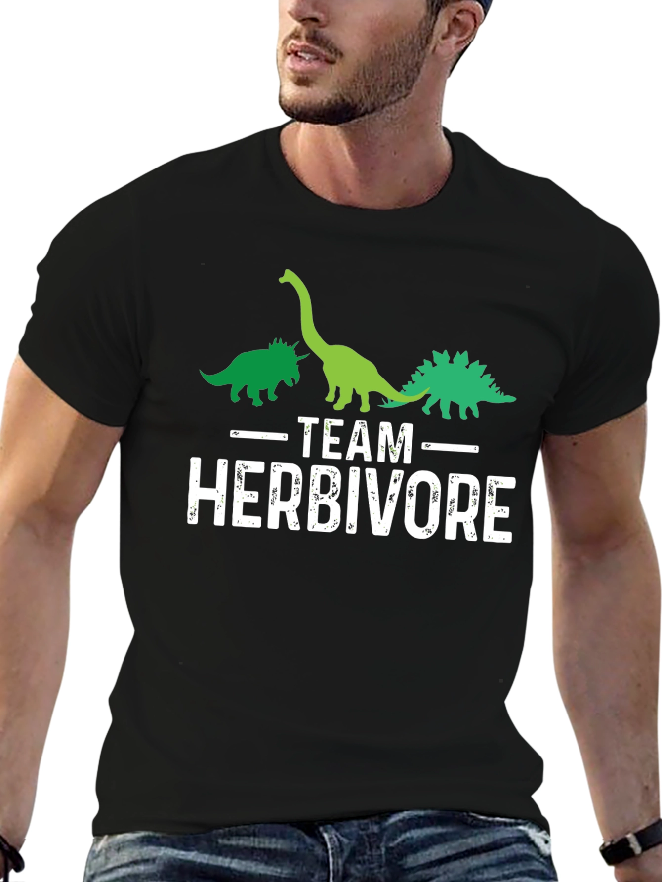 Black Team Herbivore Dinosaur T-Shirt view 6