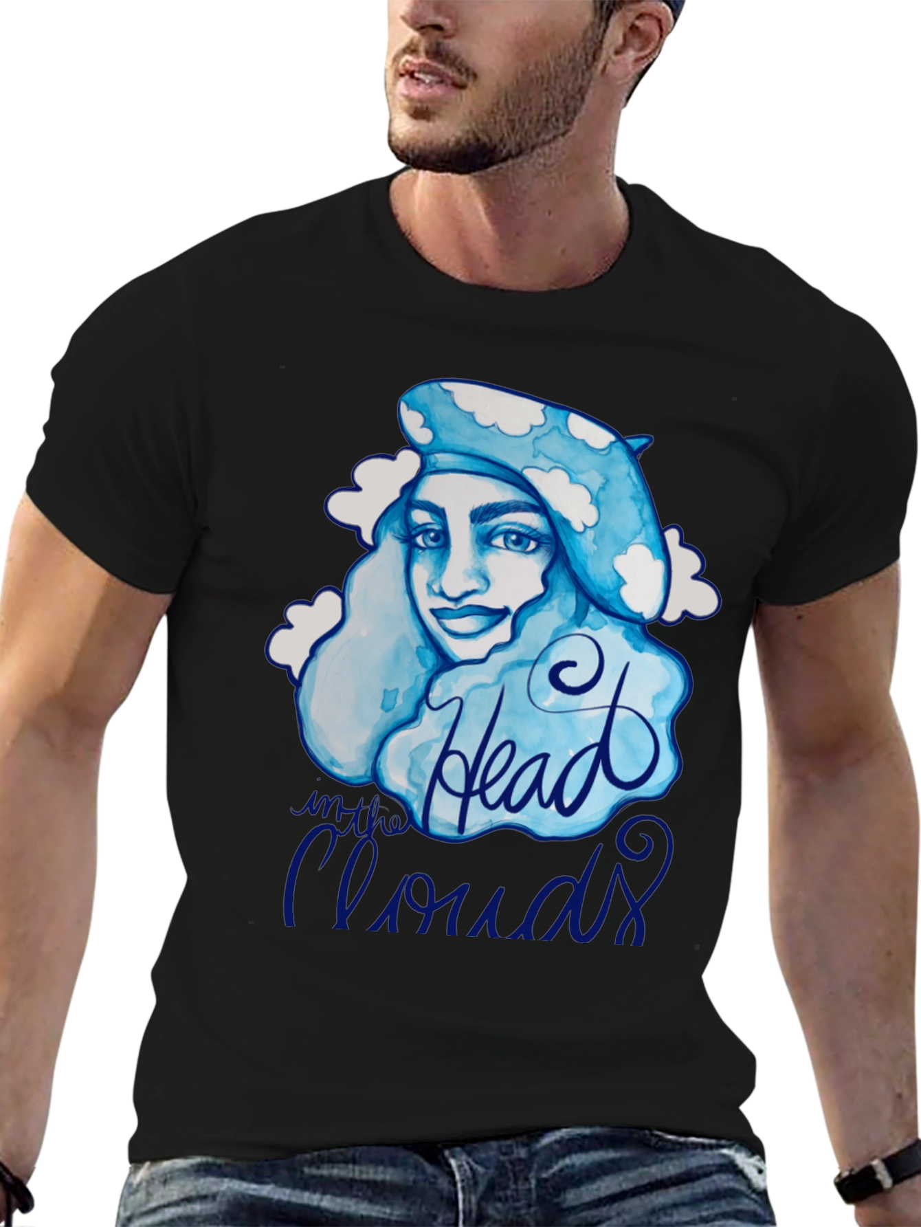Black Head in the Clouds Graphic Tee - Artistic Comfort view 6