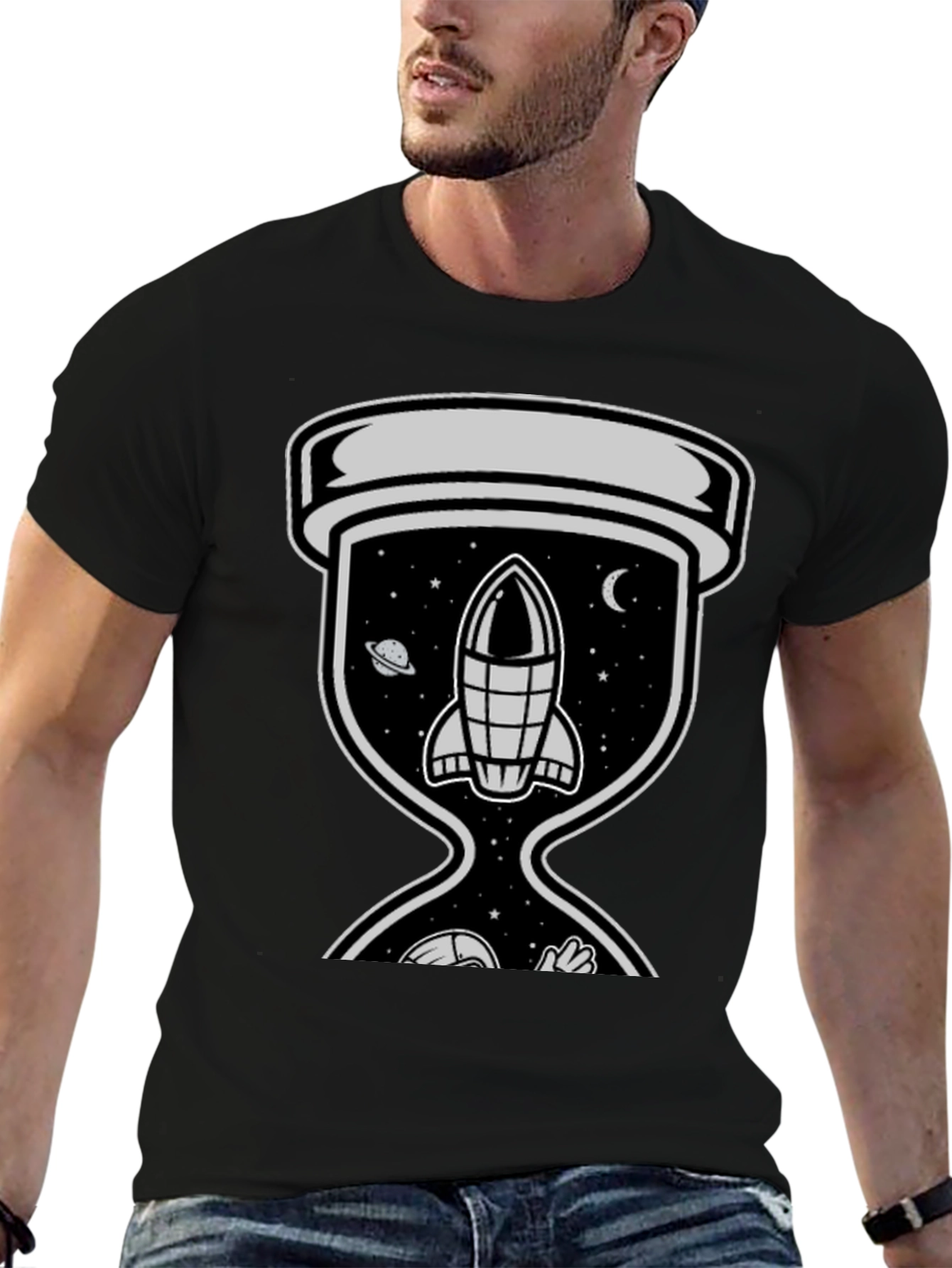 Black Space Hourglass Graphic Tee - Trendy Black T-Shirt view 6