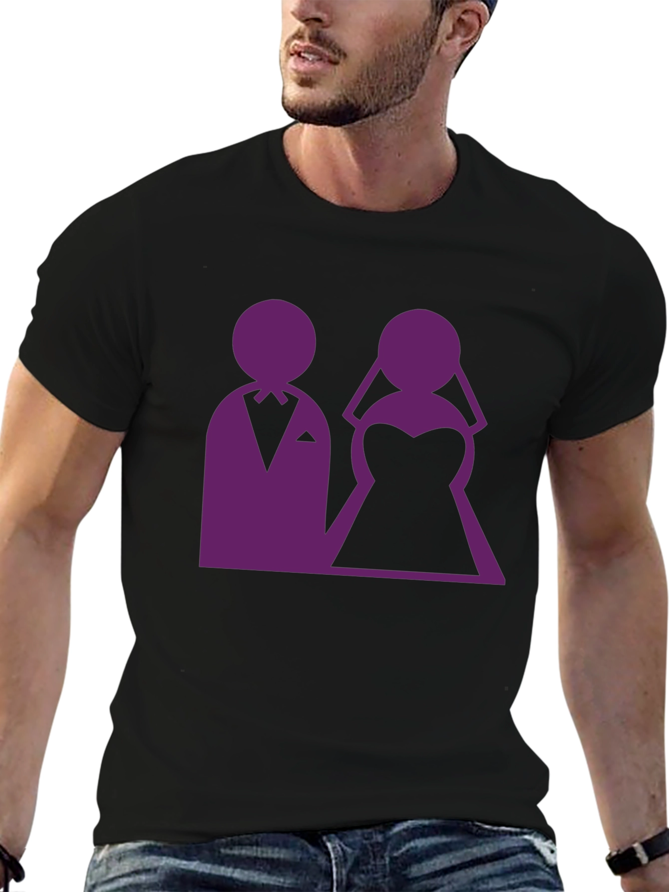 Black Wedding Couple Graphic Tee - Black view 6