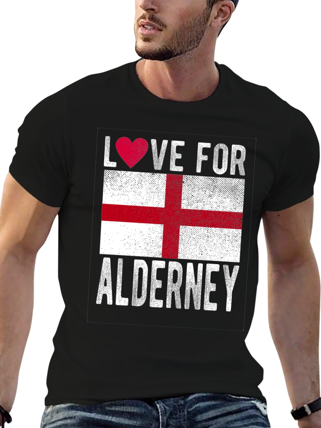 Black Love for Alderney Flag T-Shirt view 6
