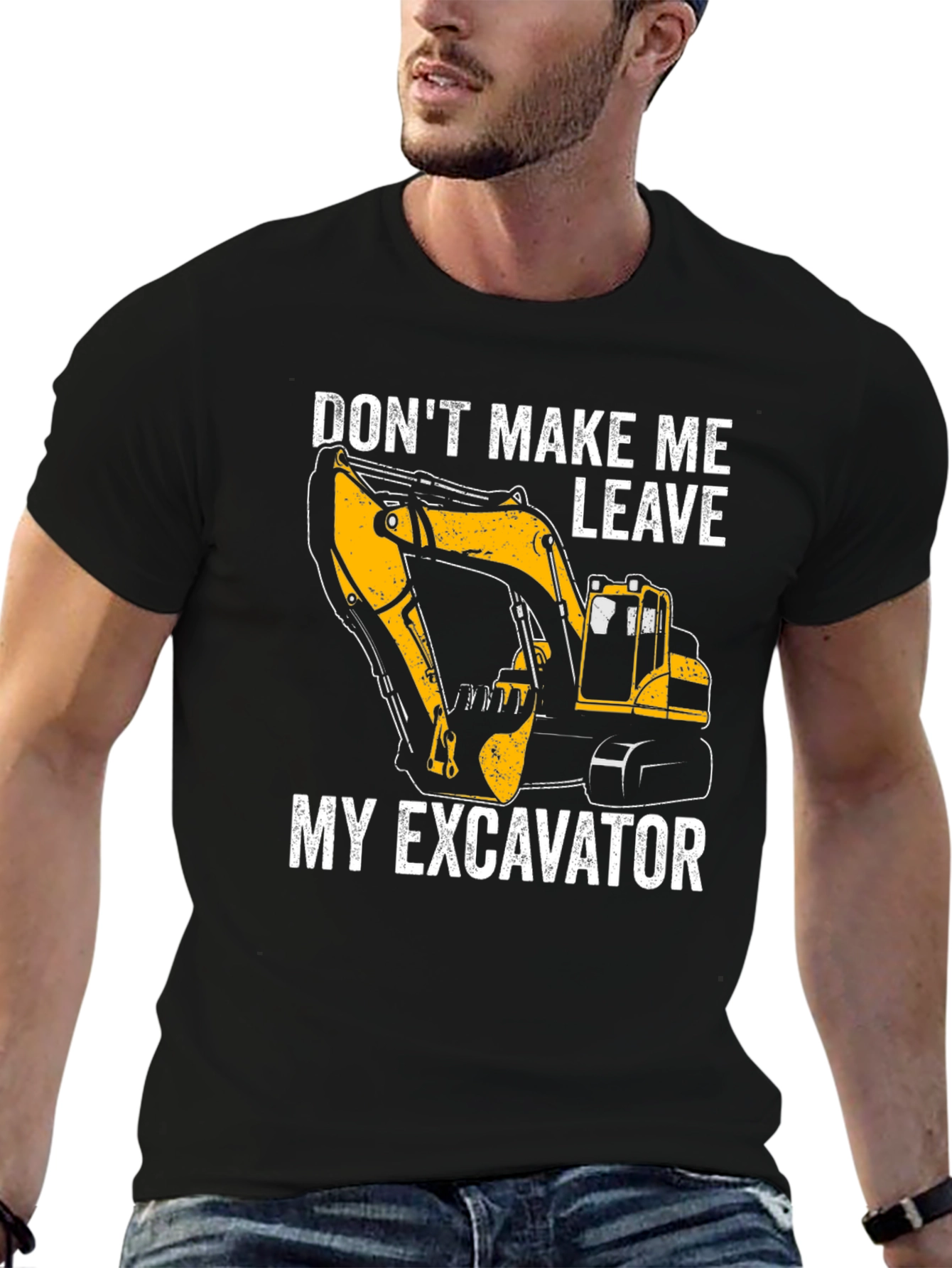Black Excavator T-Shirt - Don't Make Me Leave My Excavator view 6