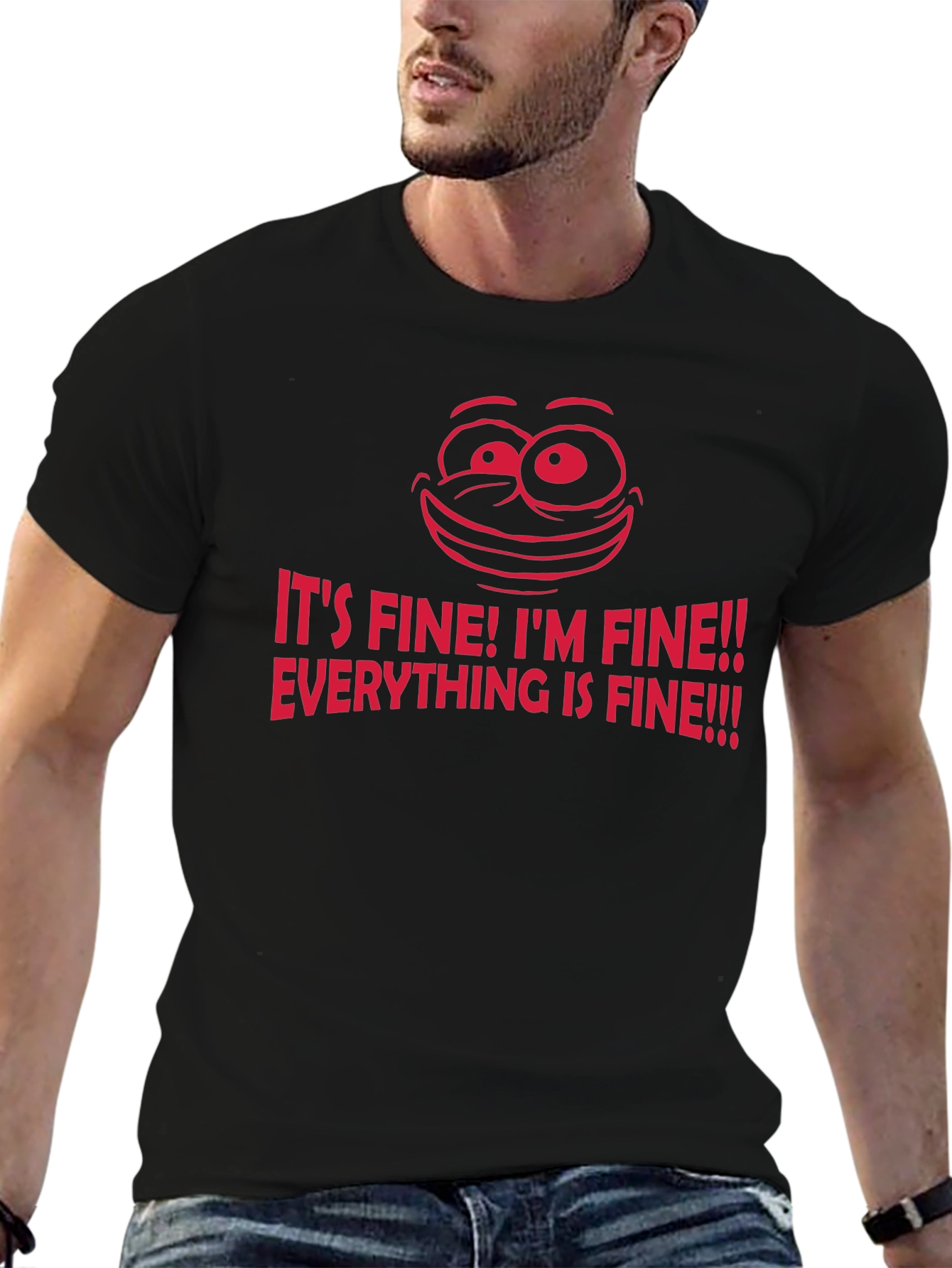 Black It's Fine! Graphic Tee - Funny Sarcastic T-Shirt view 6