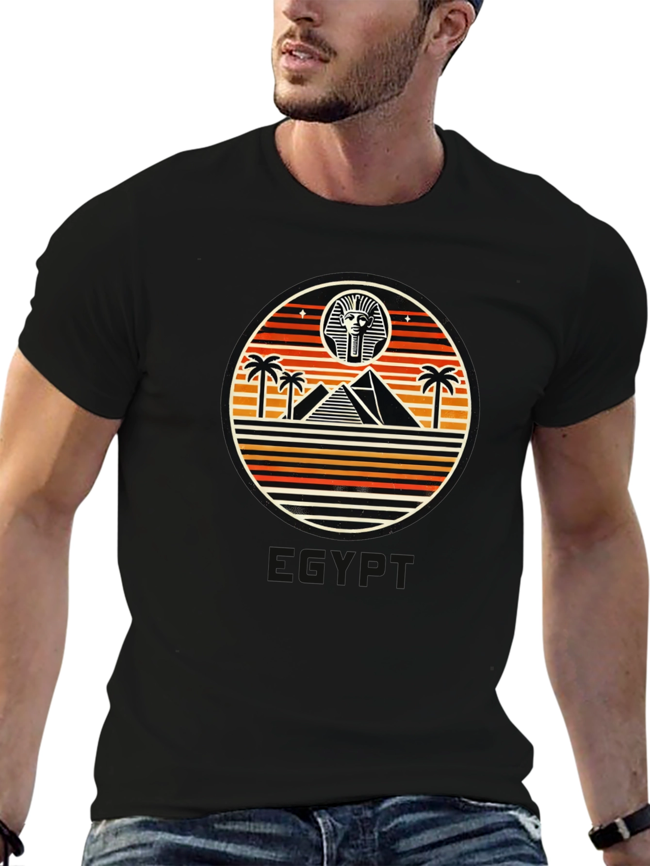 Black Retro Egyptian Pyramid T-Shirt view 6