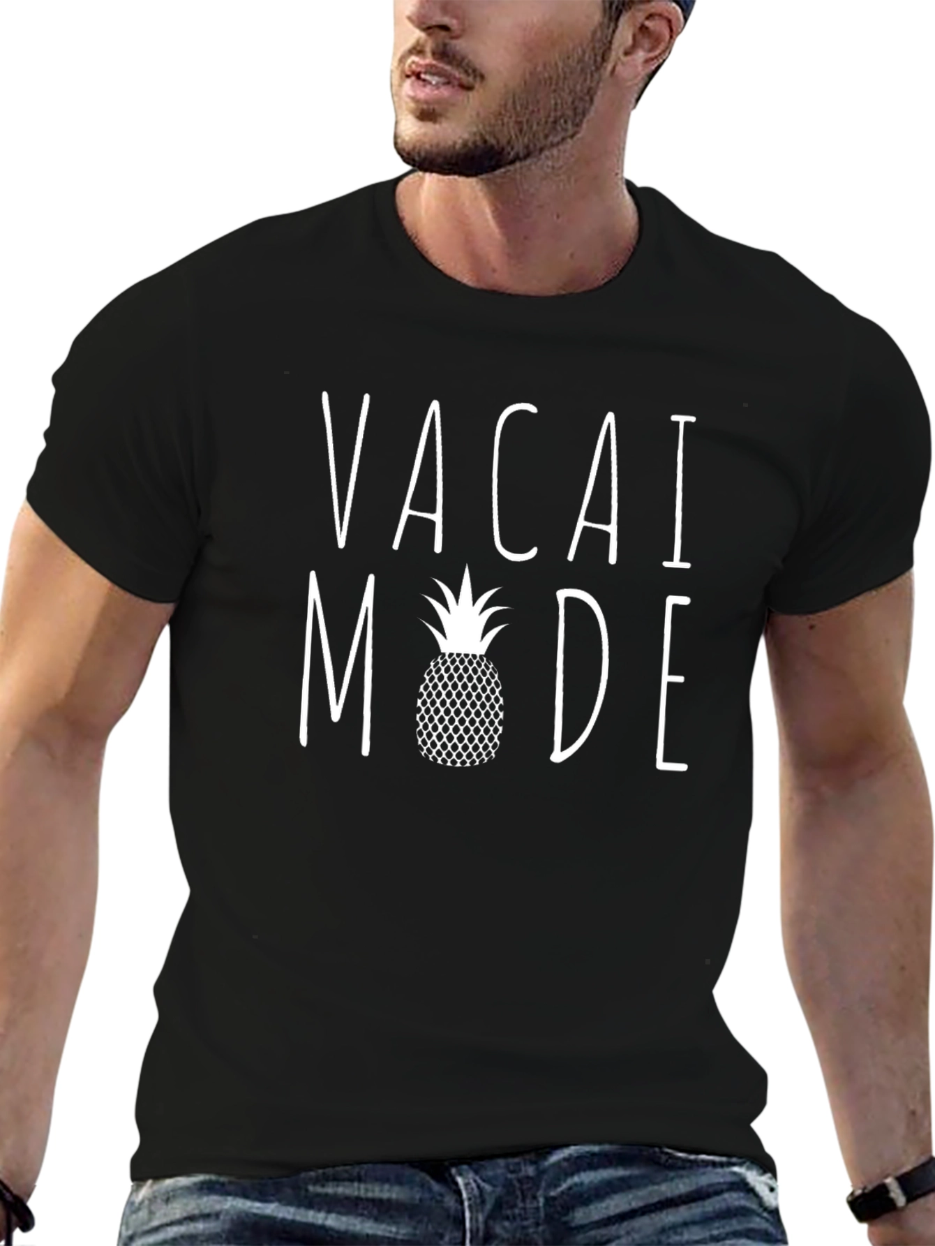 Black Vacay Mode Pineapple Graphic T-Shirt view 6