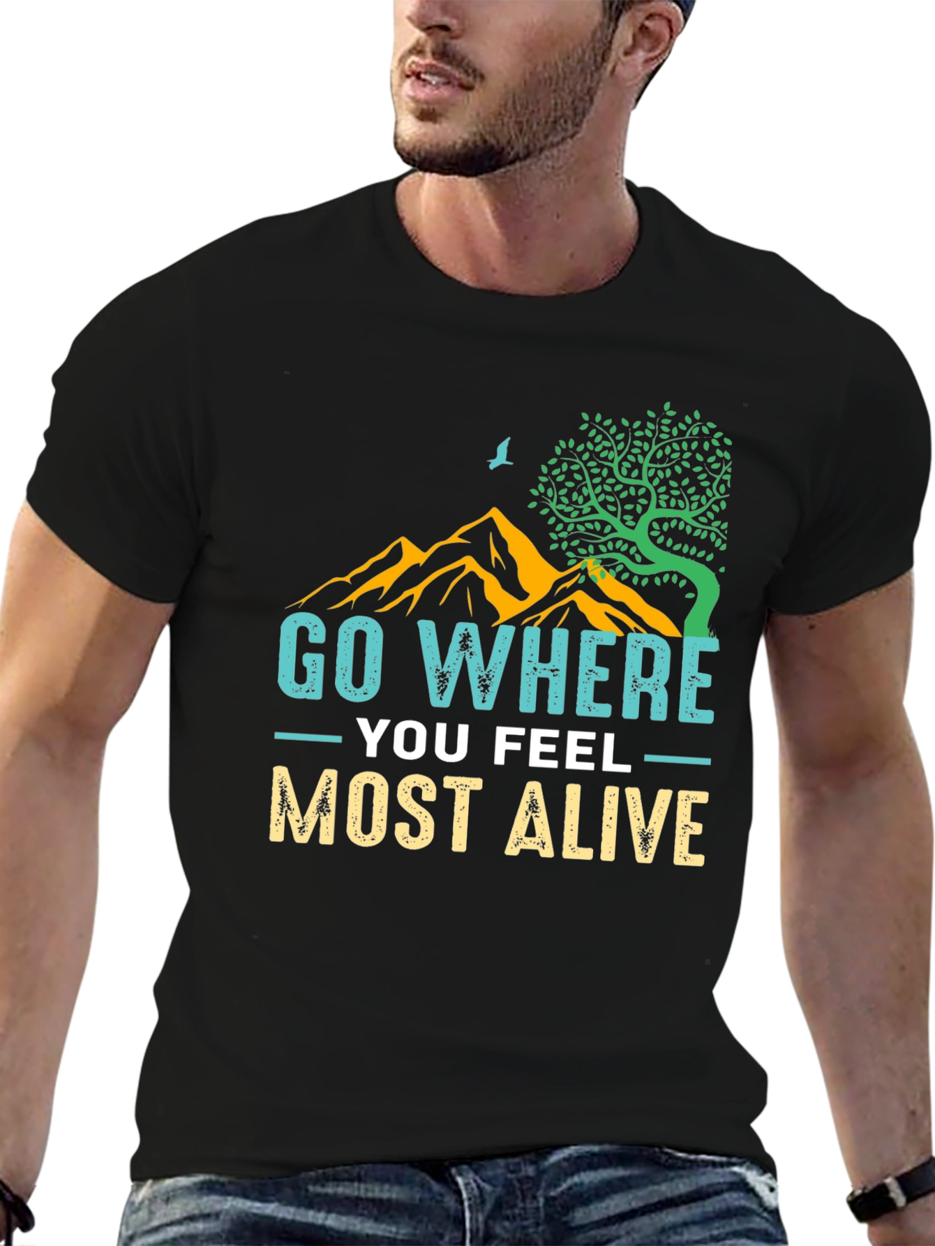 Black Go Where You Feel Most Alive Graphic Tee view 6