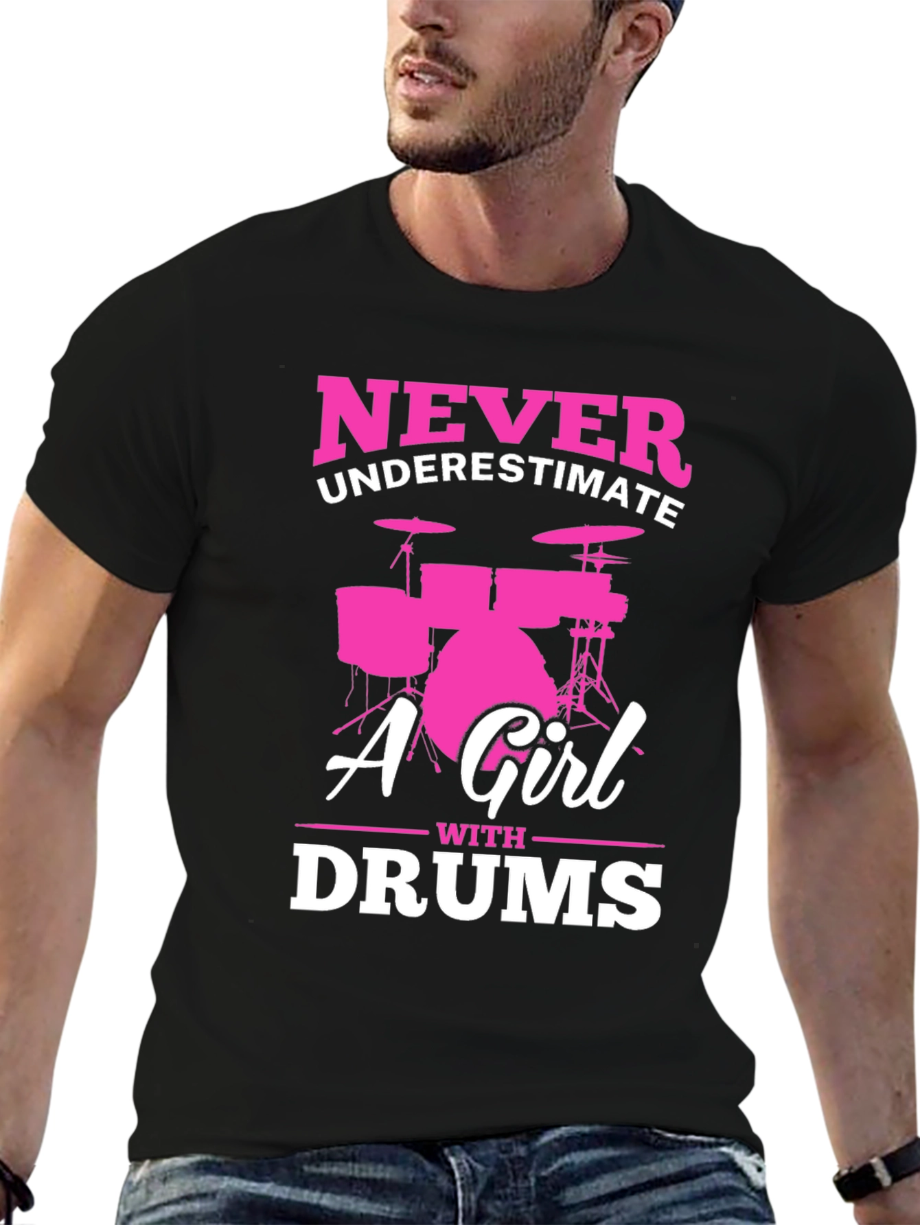 Black Never Underestimate A Girl With Drums T-Shirt view 6