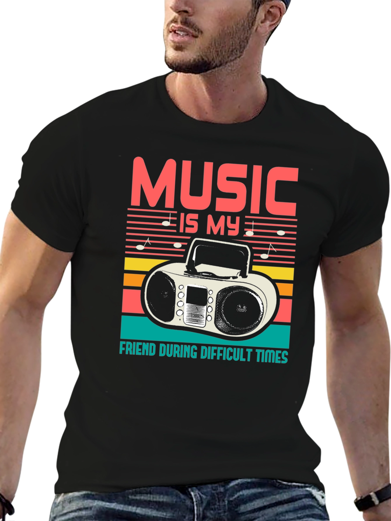 Black Music is My Friend Graphic T-Shirt view 6