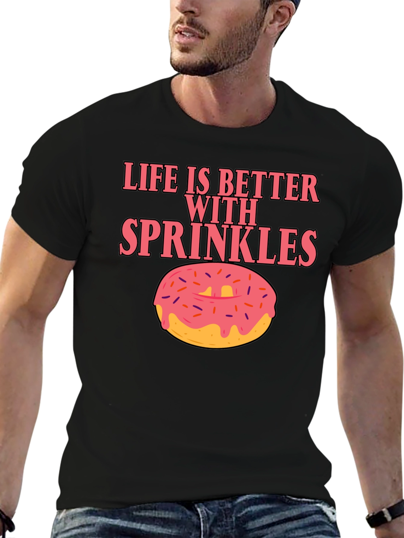 Black Life is Better with Sprinkles Donut T-Shirt view 6