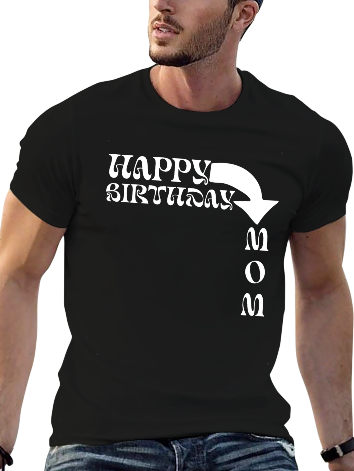 Black Happy Birthday Mom T-Shirt - Novelty Graphic Tee view 6