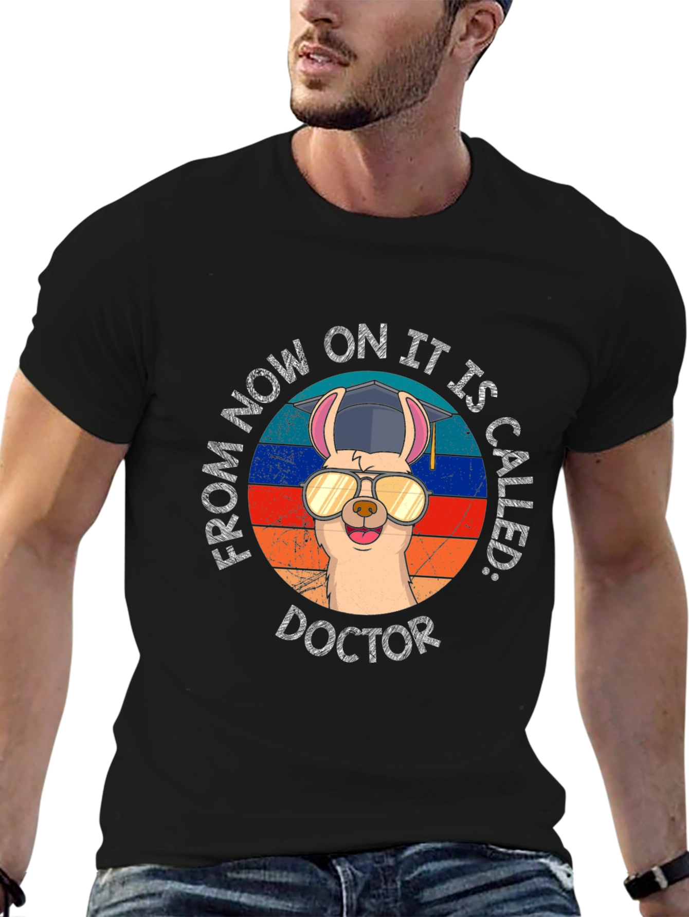 Black Doctor Llama T-Shirt - Graduation Gift view 6