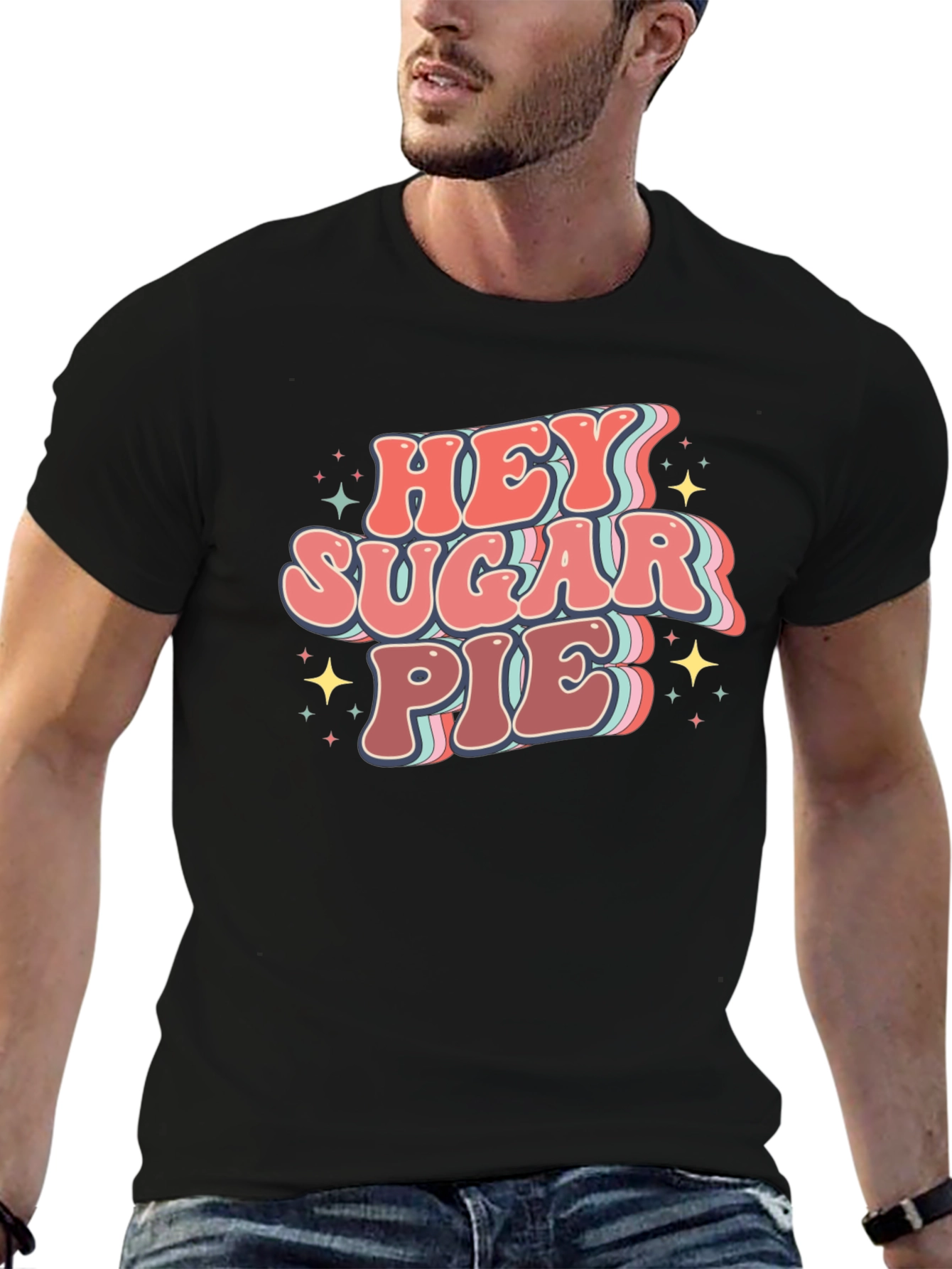 Black Hey Sugar Pie Graphic Tee - Retro Style view 6