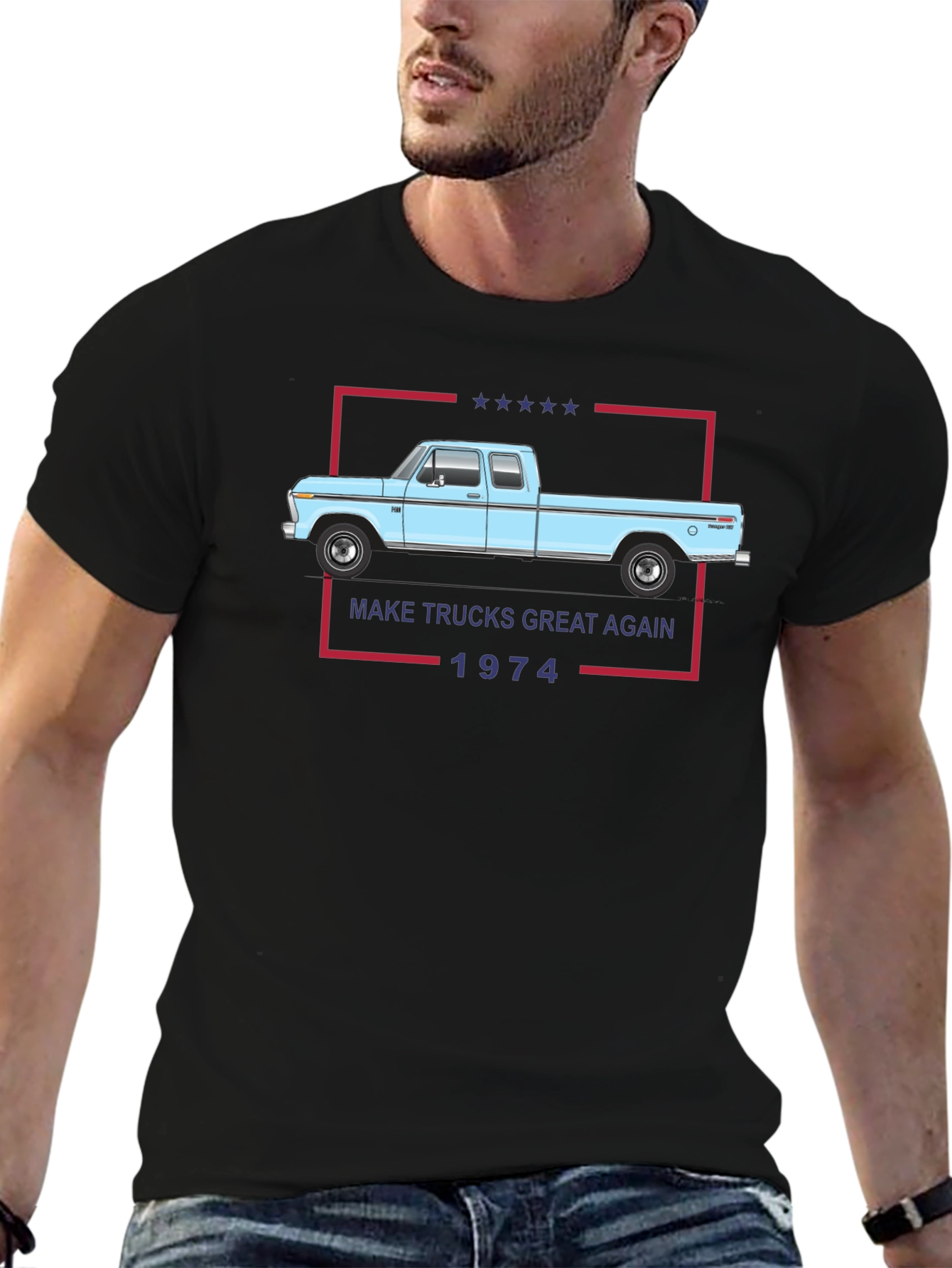Black Make Trucks Great Again 1974 T-Shirt view 6
