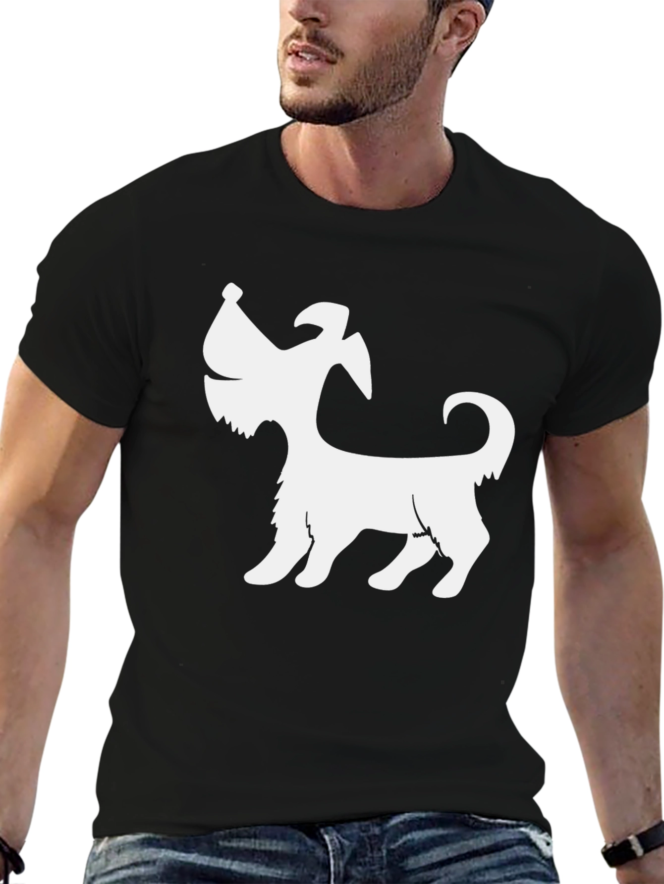 Black Dog Silhouette Black T-Shirt view 6