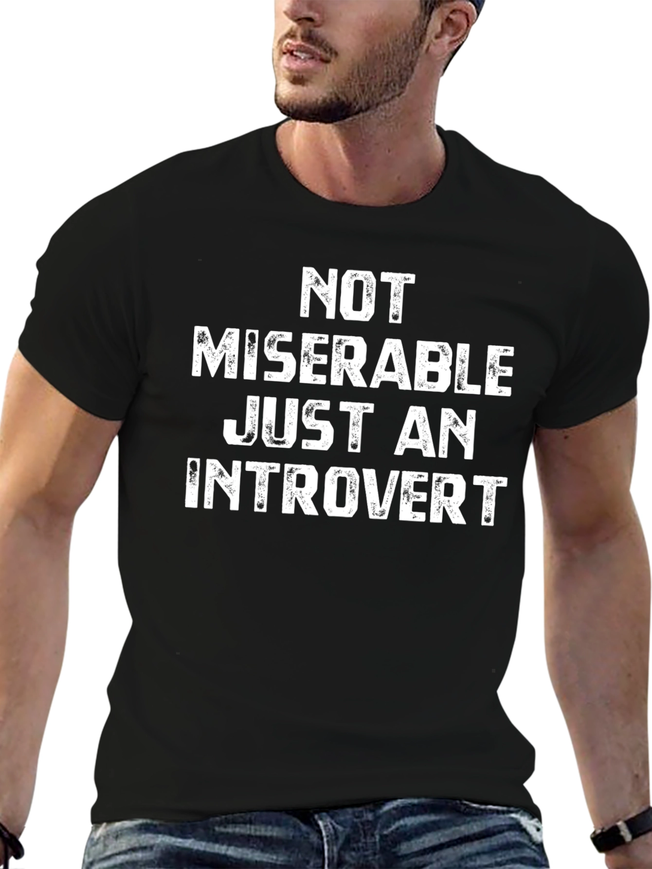 Black Introvert Tee - Not Miserable Funny Slogan T-Shirt view 6