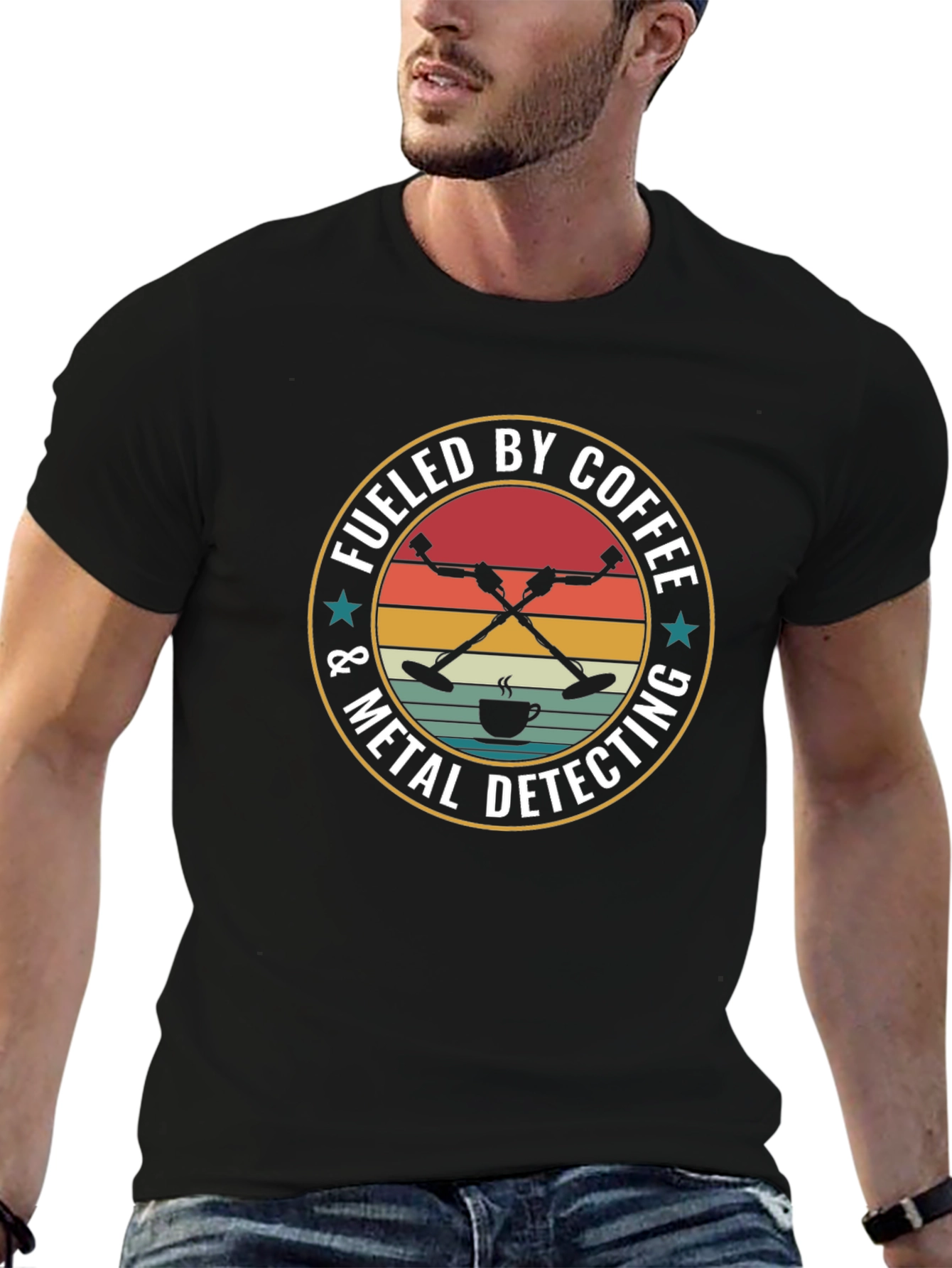 Black Coffee & Metal Detecting T-Shirt view 6