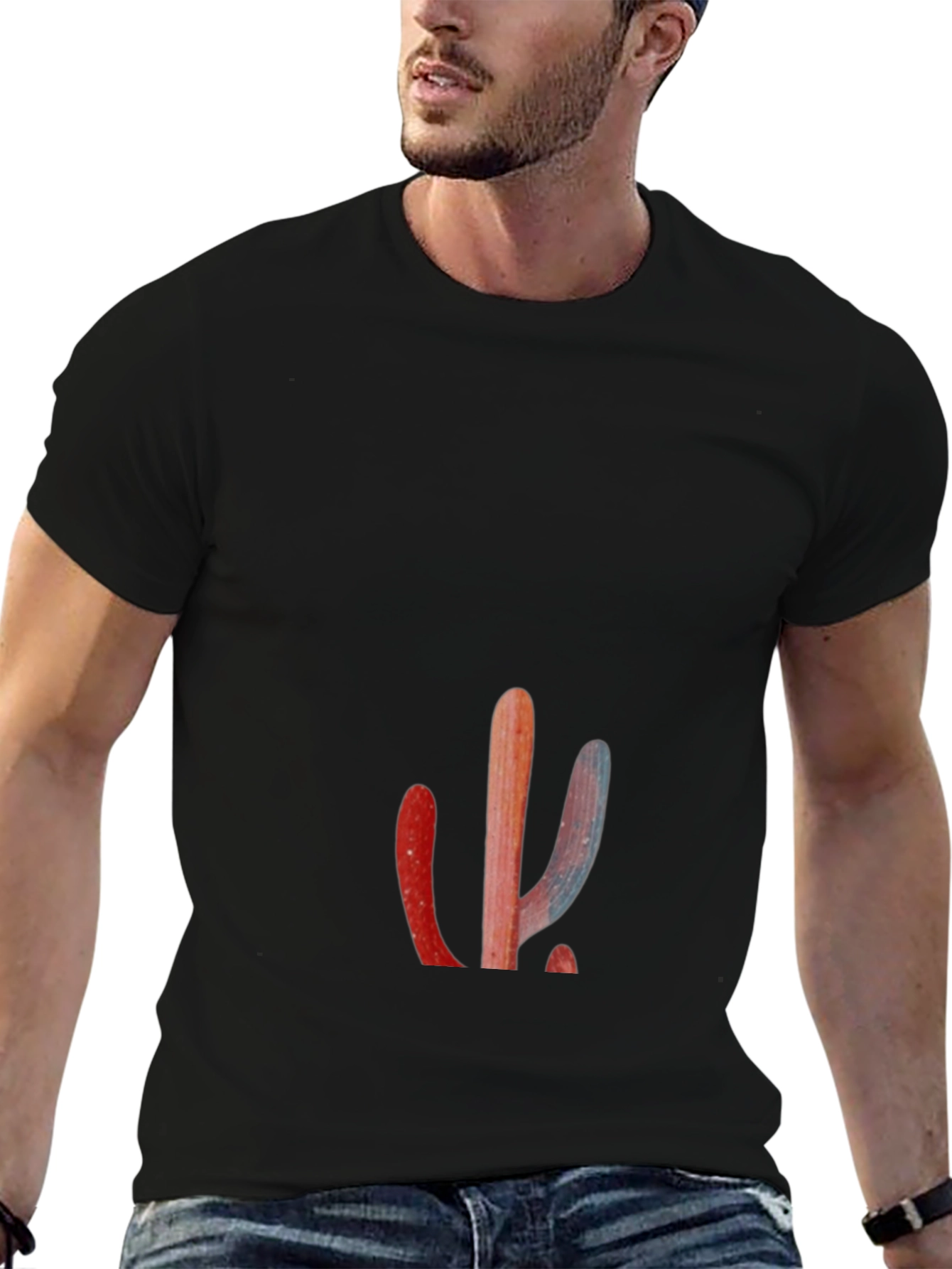 Black Cactus Graphic Print Black T-Shirt view 6