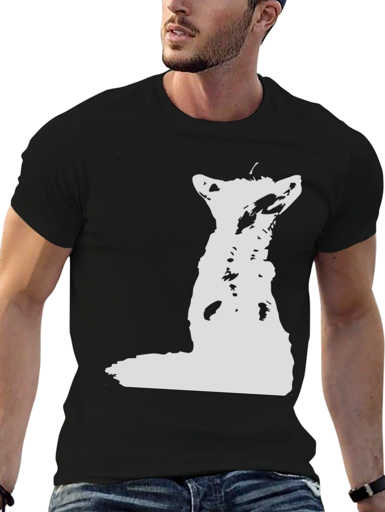 Black White Wolf Graphic Black Tee view 6