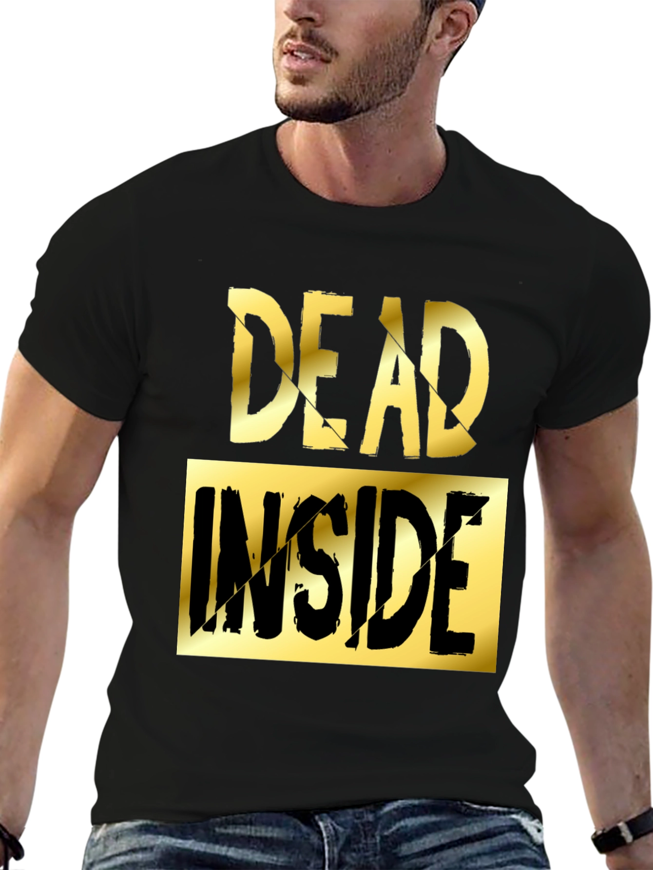 Black Dead Inside Graphic Tee - Men's Novelty T-Shirt view 6