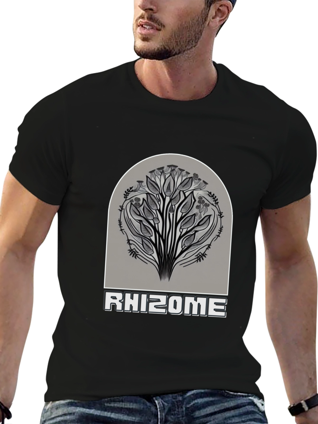 Black Rhizome Graphic Tee - Stylish Unisex Black T-Shirt view 6